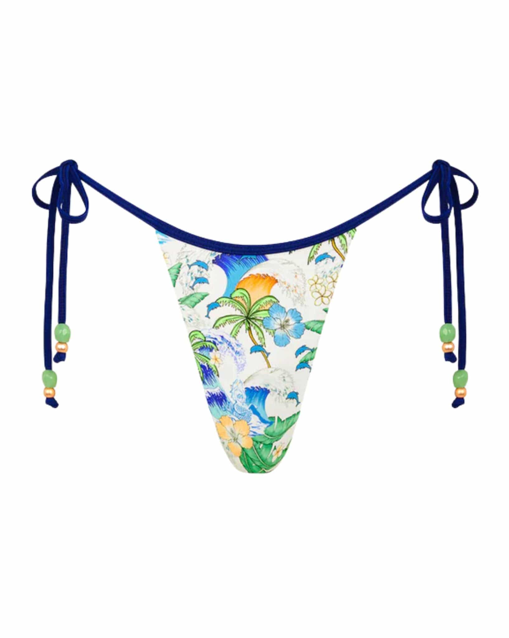Kulani Kinis Micro Thong Tie Side Bikini Bottom - Blue Crush