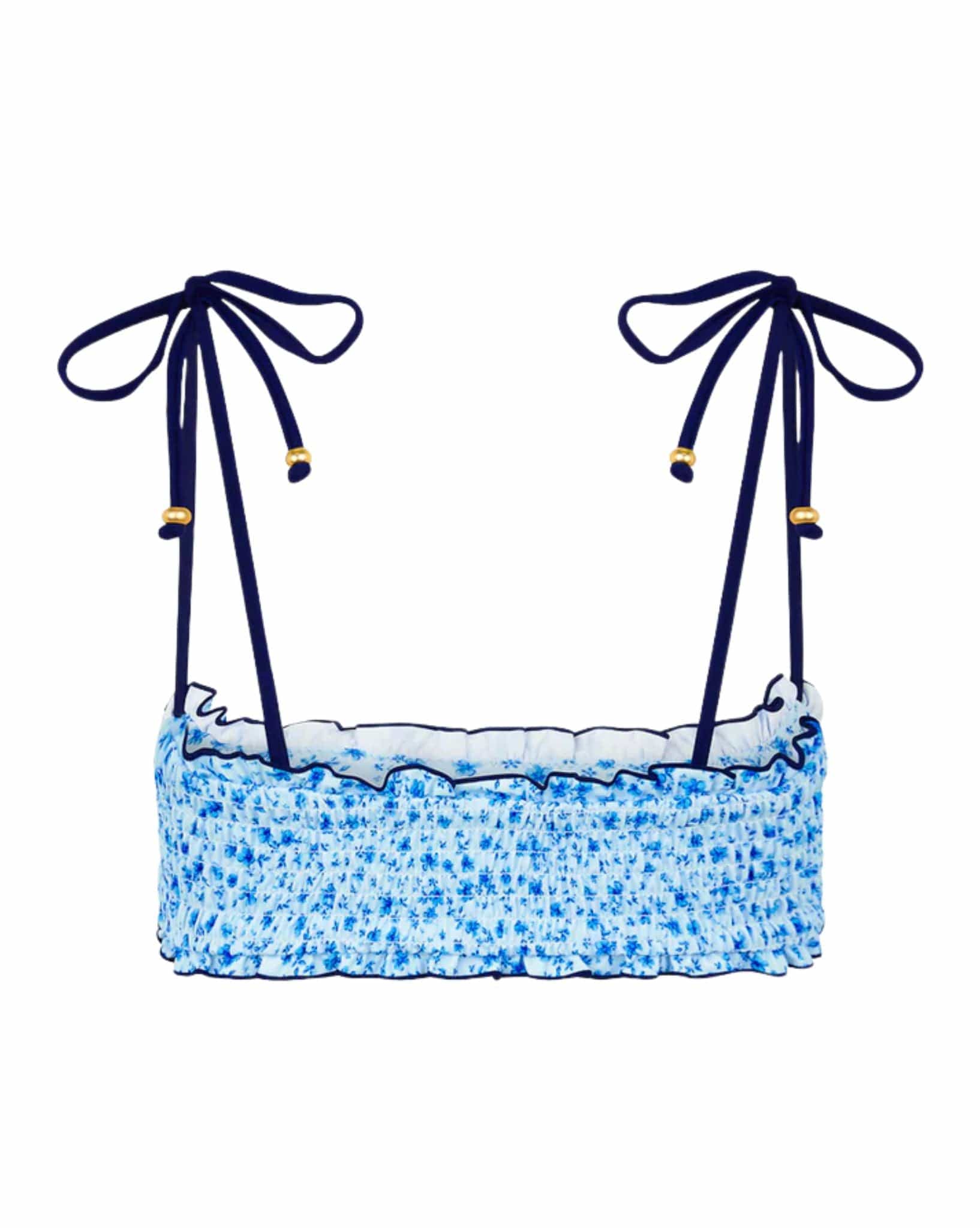 Kulani Kinis Shirred Crop Tie Bikini Top - Dream Flower
