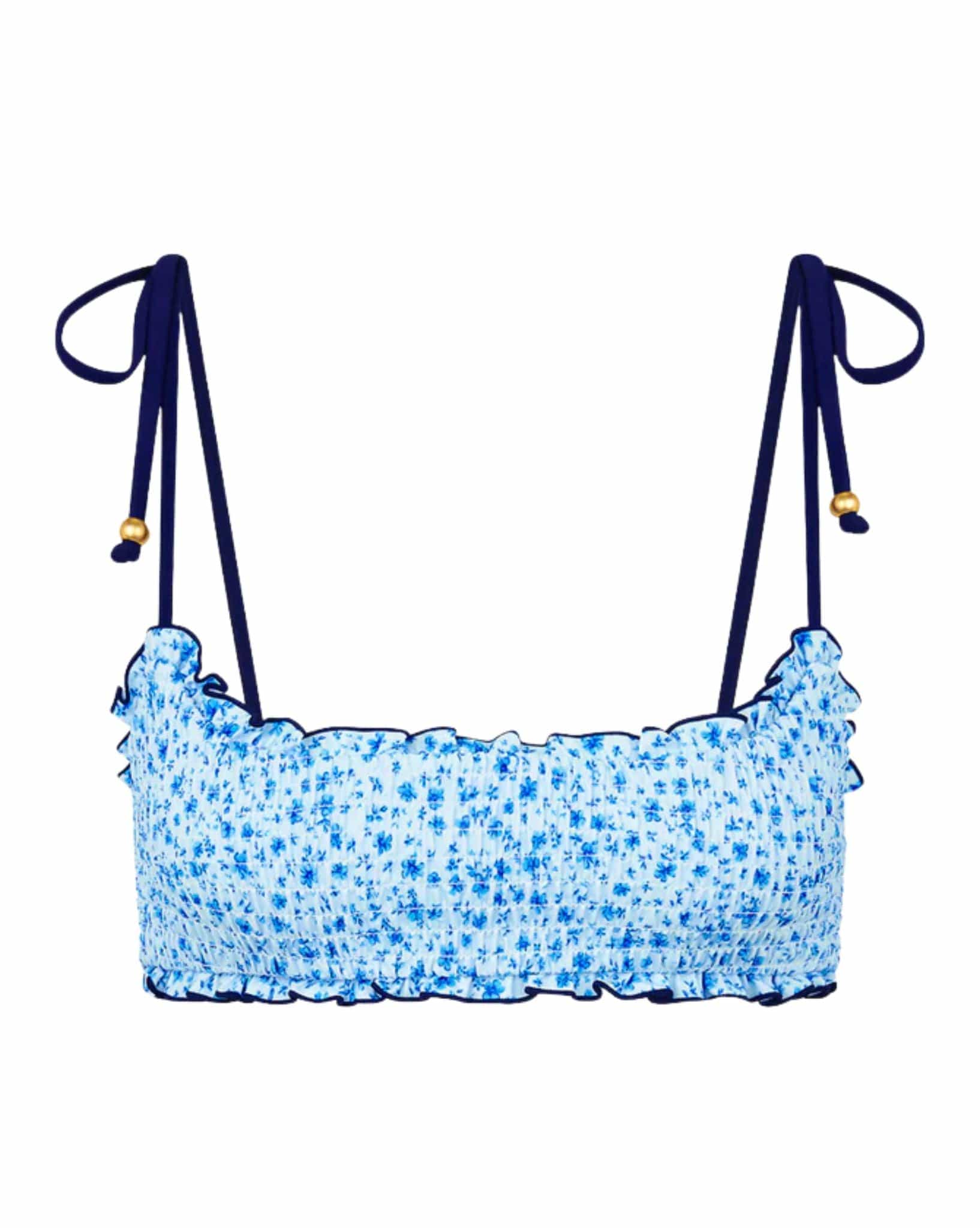 Kulani Kinis Shirred Crop Tie Bikini Top - Dream Flower