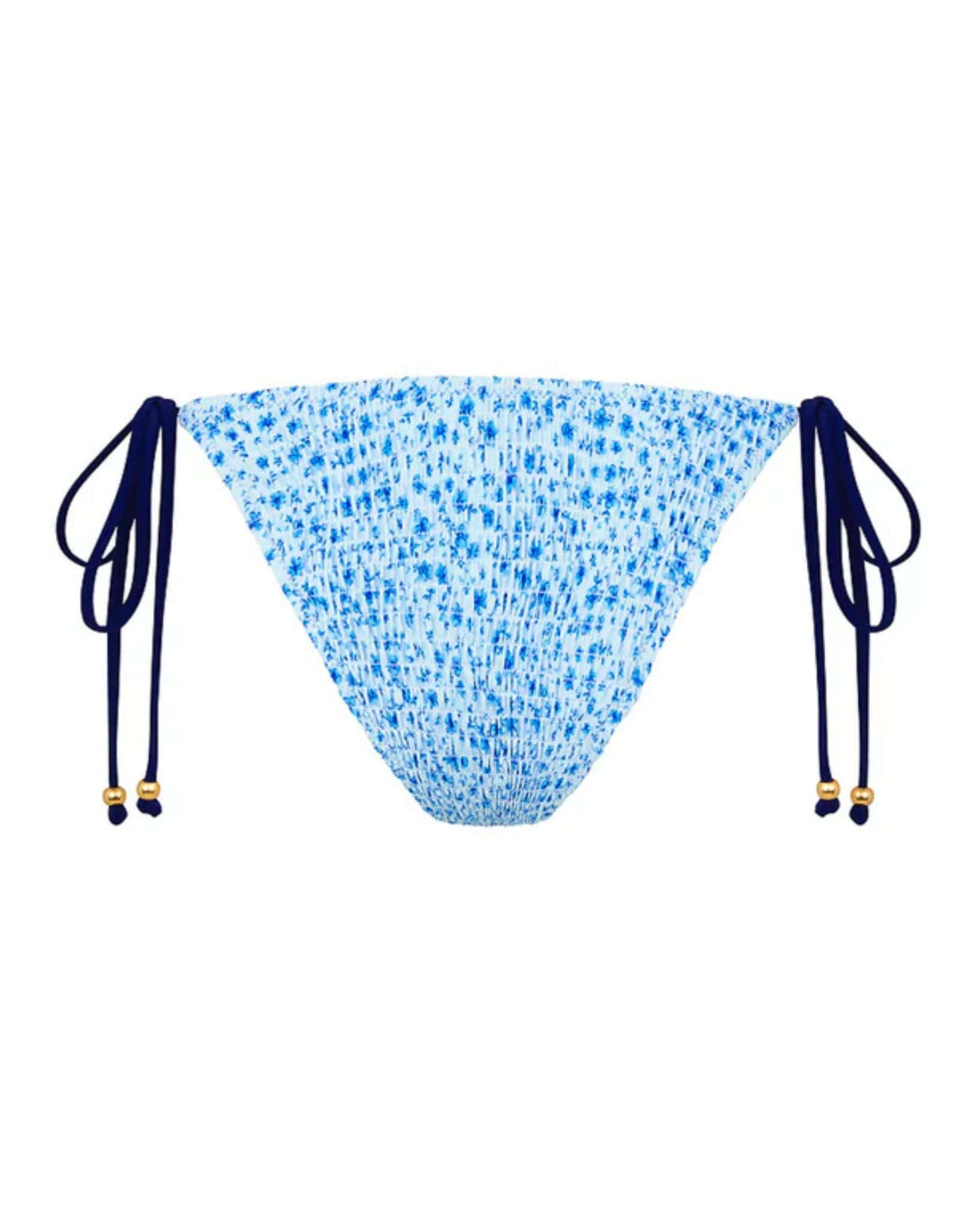 Kulani Kinis Shirred Dipped Cheeky Tie Bikini Bottom - Dream Flower