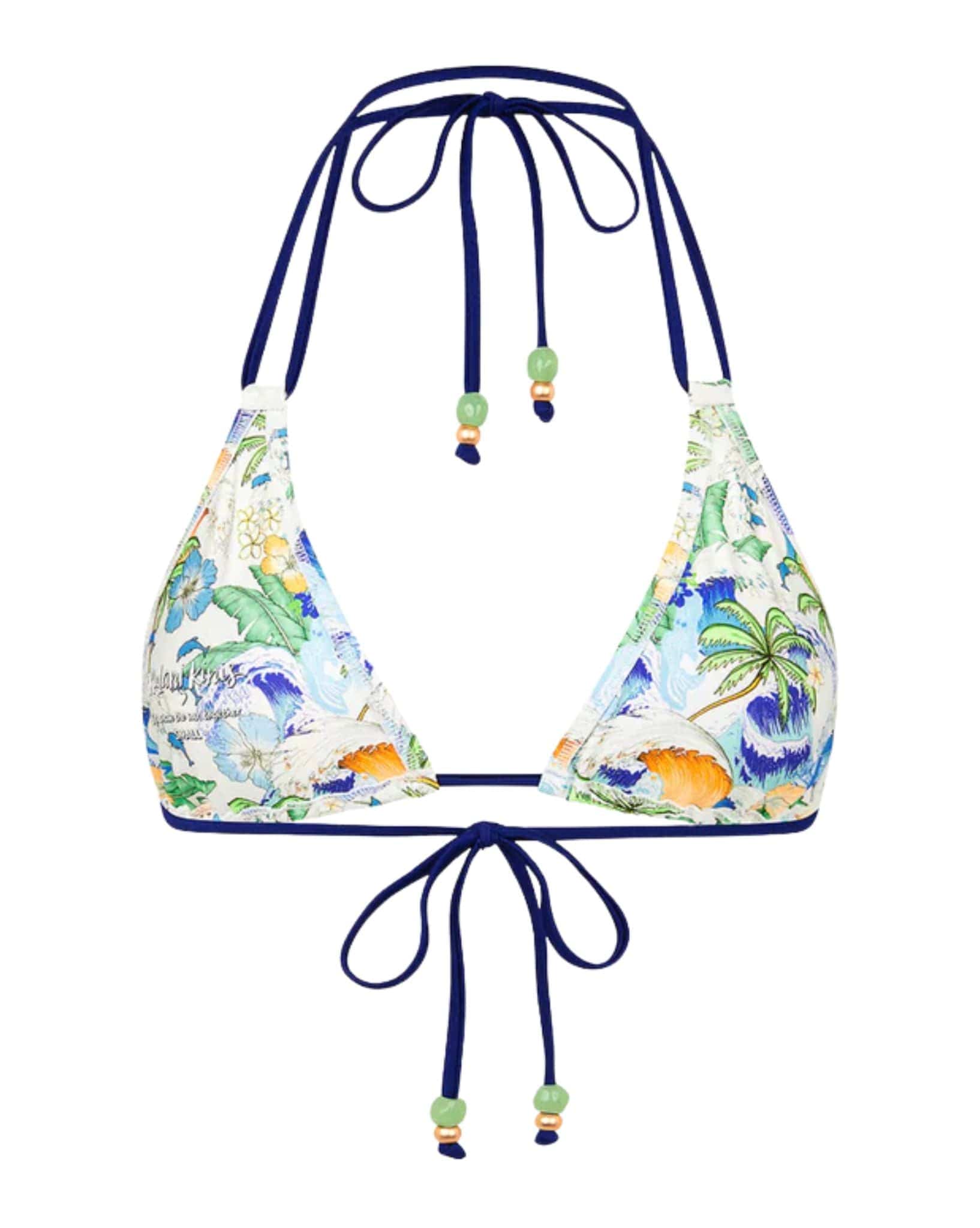 Kulani Kinis Simple Strap Halter Bikini Top - Blue Crush