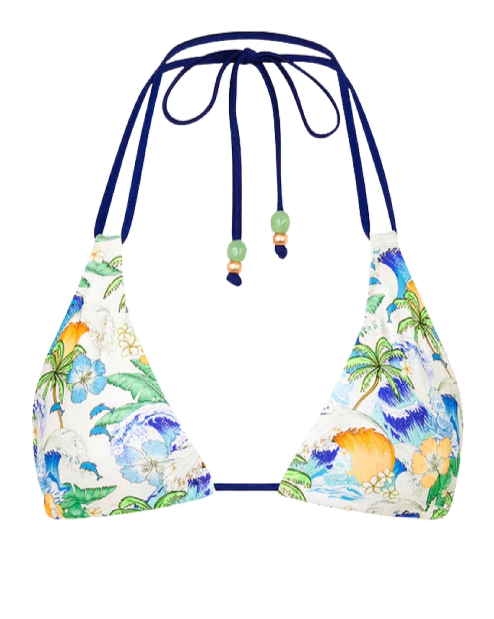 Kulani Kinis Simple Strap Halter Bikini Top - Blue Crush