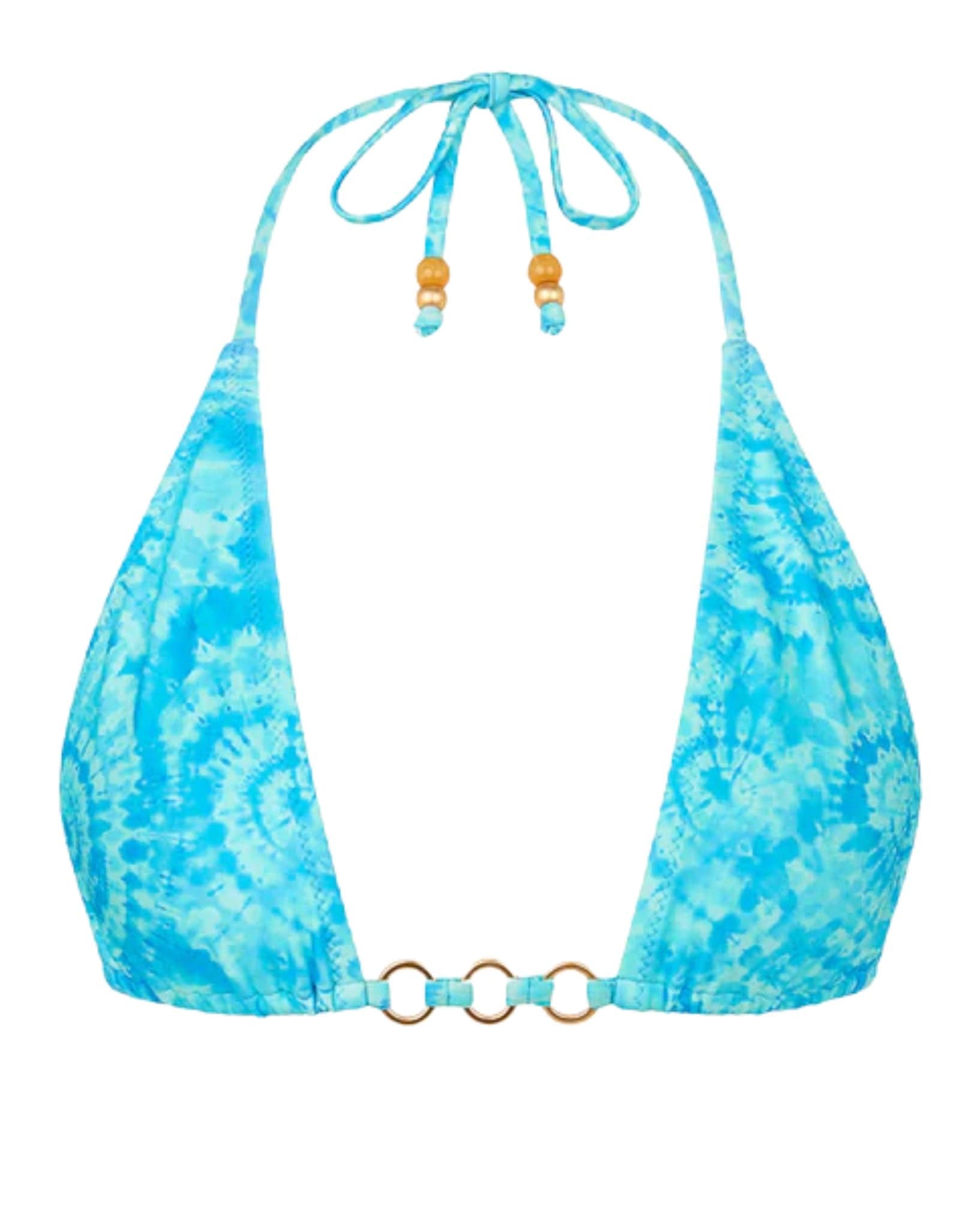Kulani Kinis Trio Ring Halter Bikini Top - Starry Seas