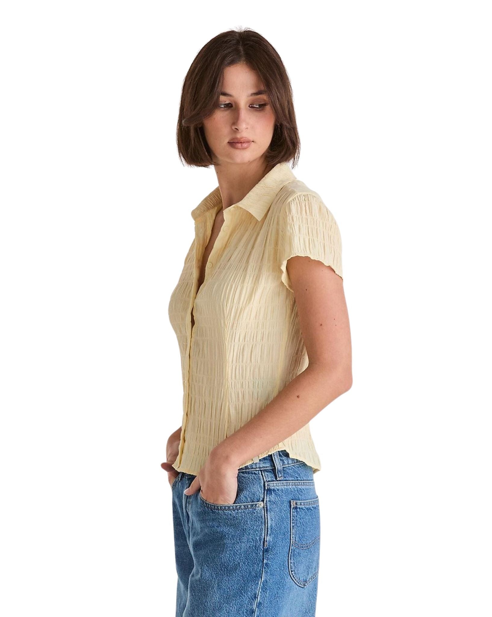 Lee Textured Slim Shirt Lemon Spritz