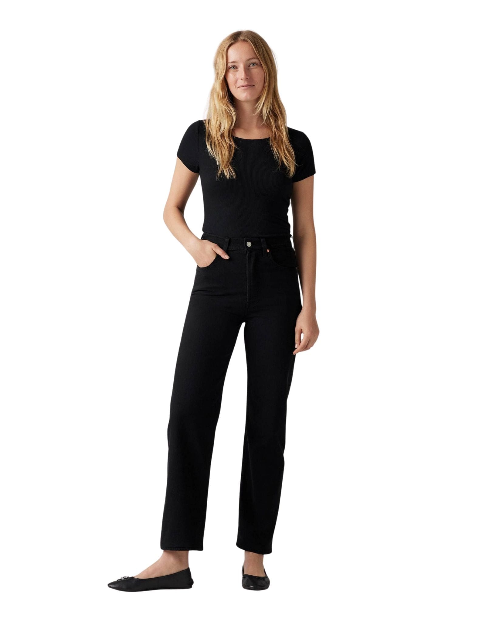 Levi Ribcage Straight Ankle Denim - Black Sprout