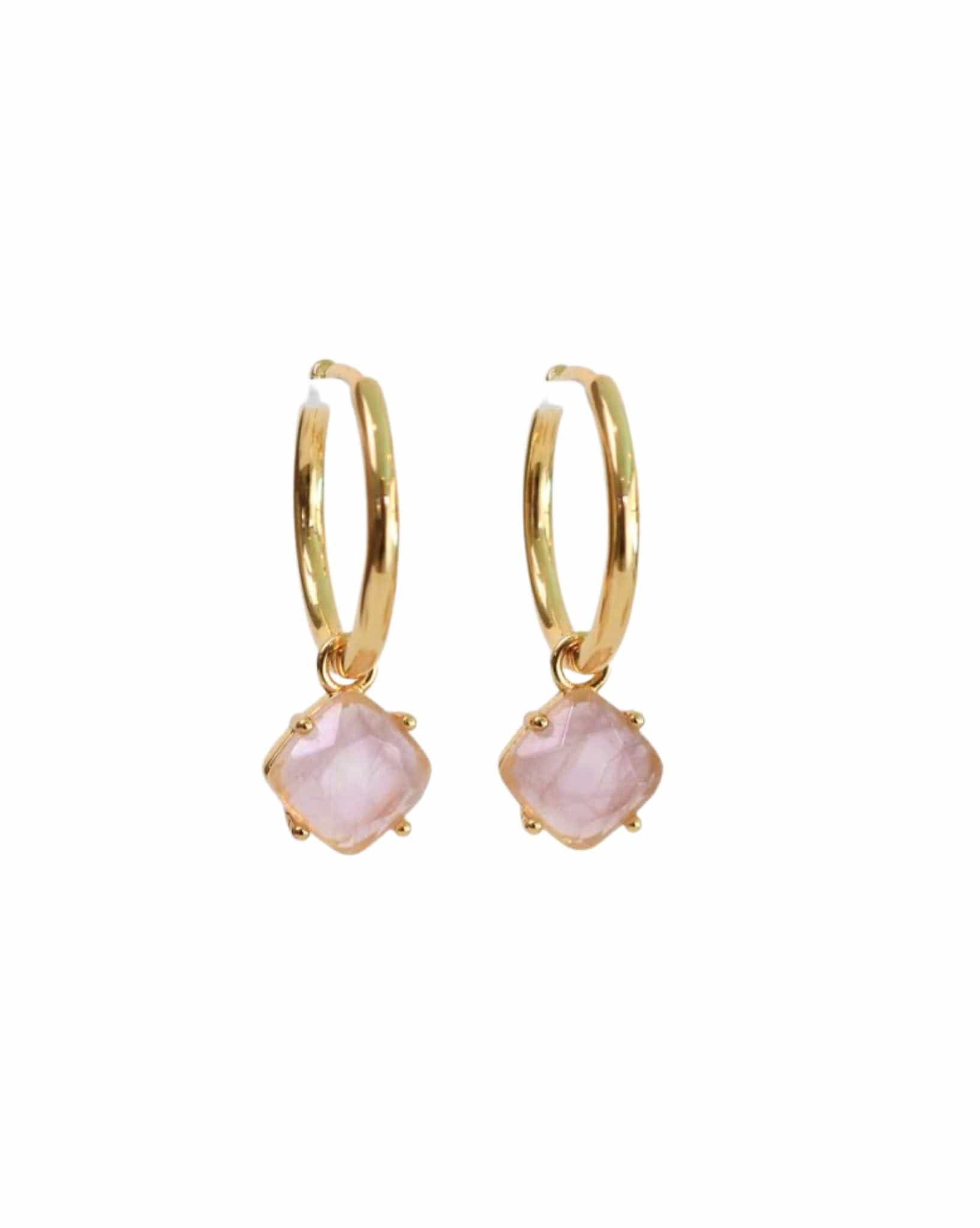 Love Lunamei Gold Aura Earrings with Rose Quartz