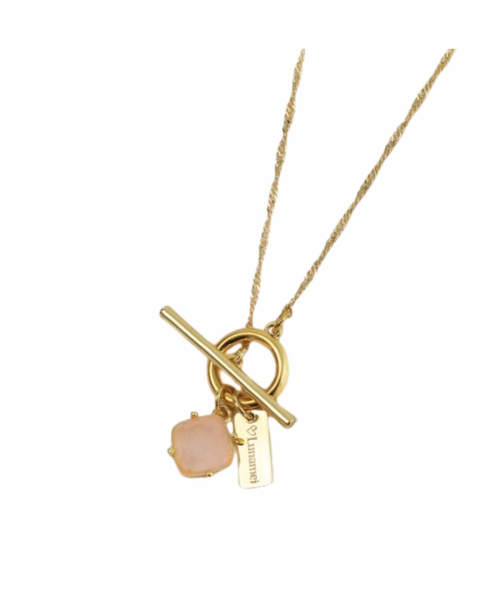 Love Lunamei Gold Pure Necklace with Rose Quartz