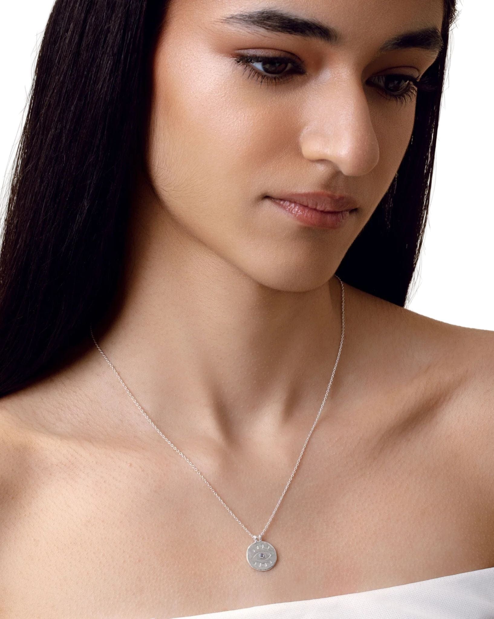 Midsummer Star All Seeing Eye Hand Carved with Rainbow Moonstone