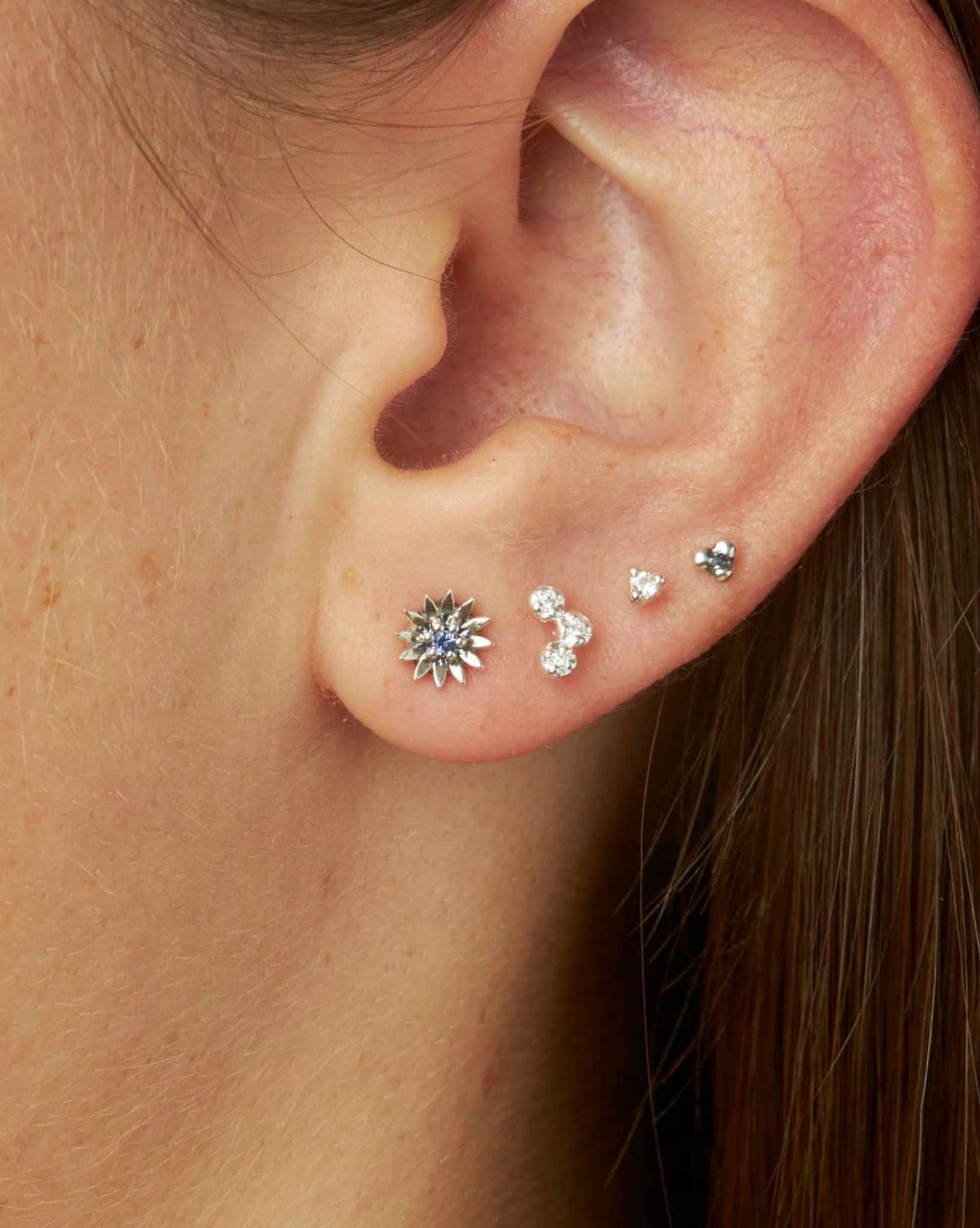 Midsummer Star Dainty Daisy Stud Sapphire Nano Stone