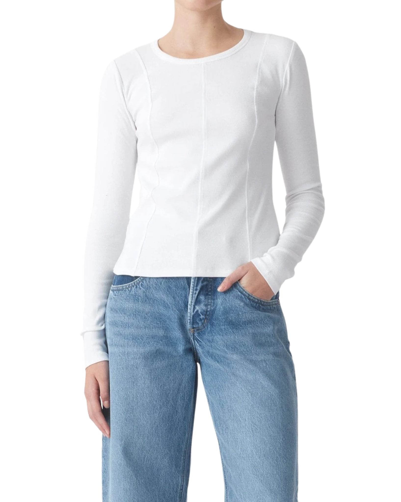 Nobody Denim Panelled Long Sleeve Rib