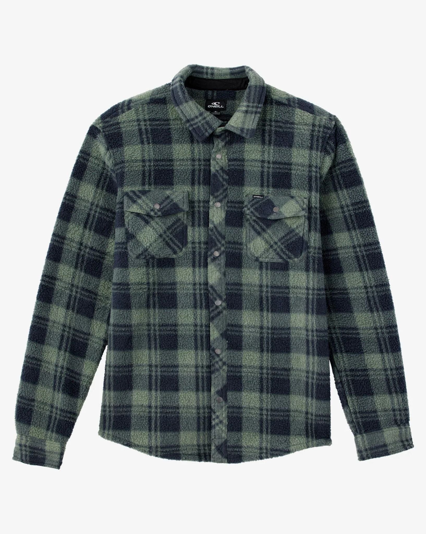 O'Neill Mens Glacier Plaid High Pile Superfleece - Dark Olive