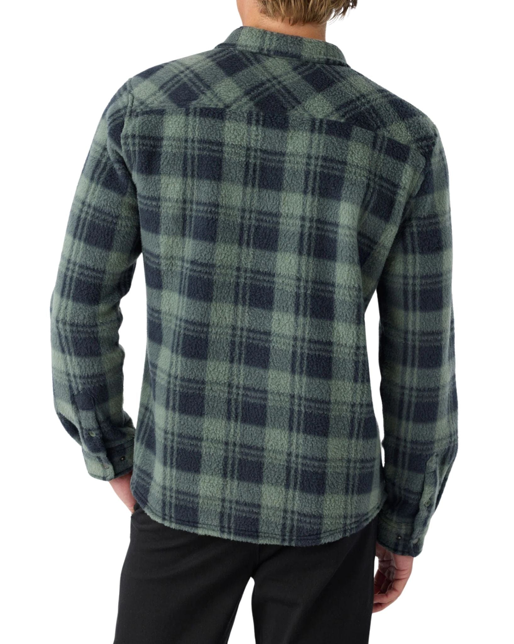 O'Neill Mens Glacier Plaid High Pile Superfleece - Dark Olive