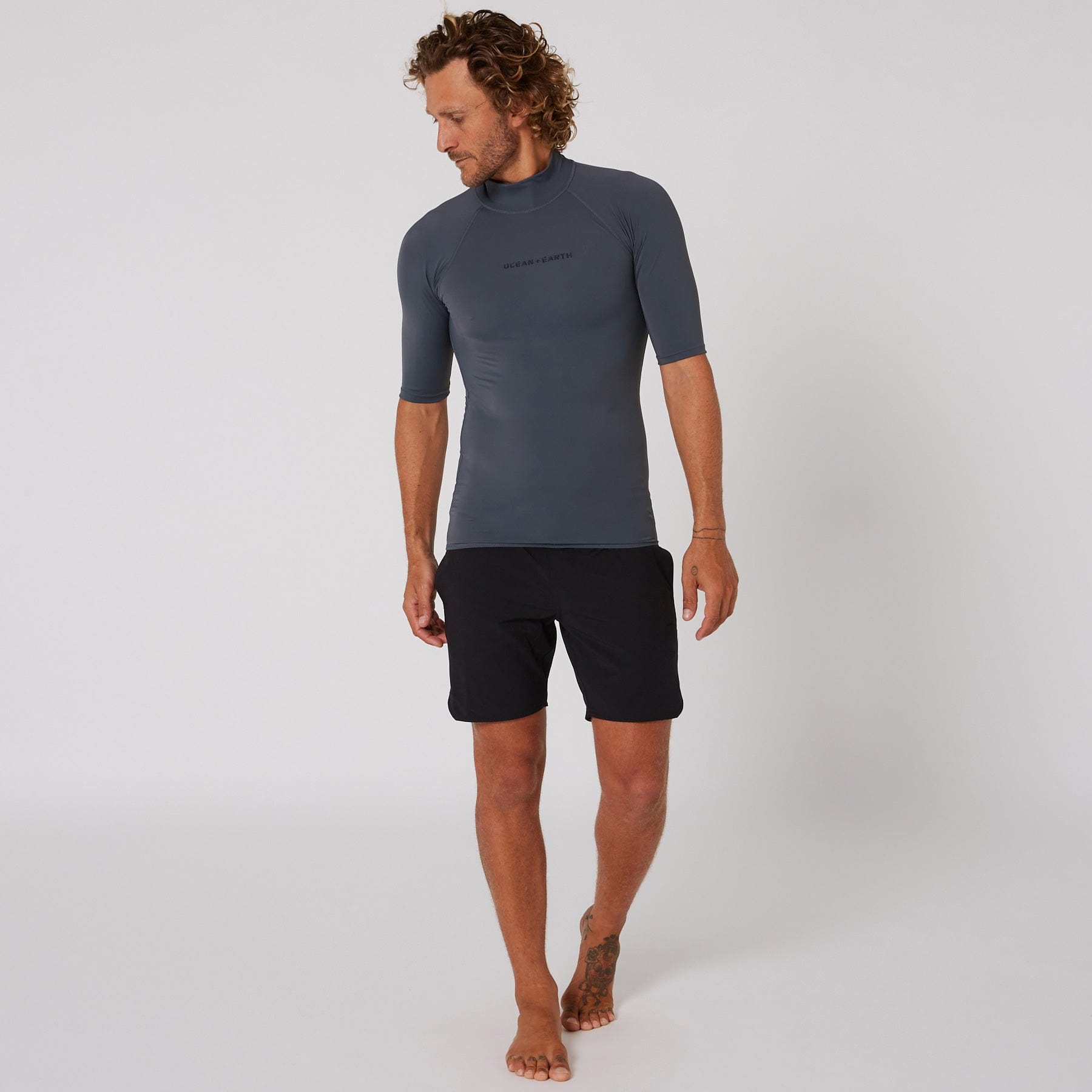 Ocean and Earth Mens Script Short Sleeve Rash Shirt