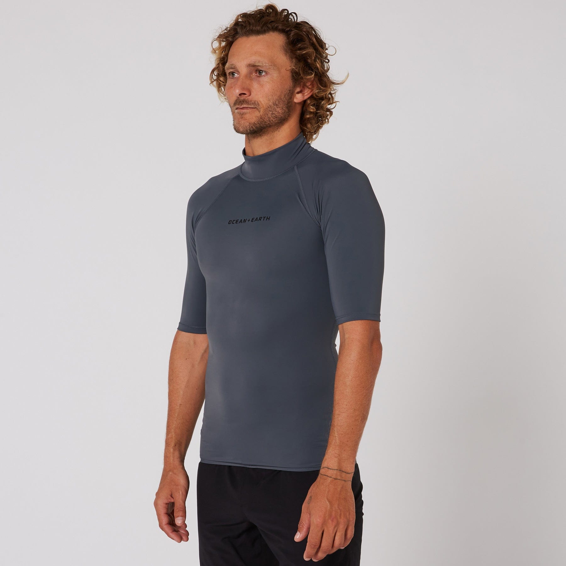 Ocean and Earth Mens Script Short Sleeve Rash Shirt