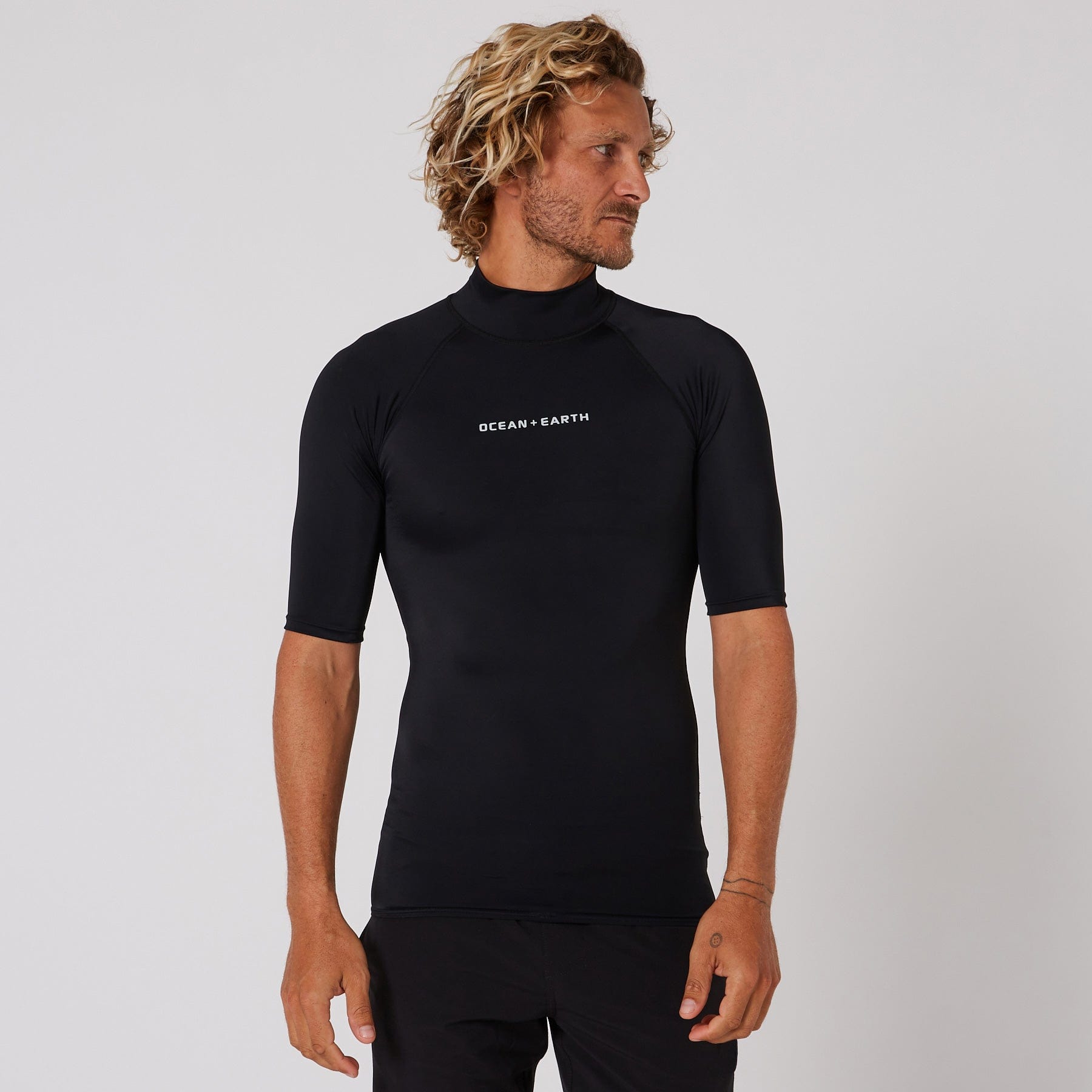 Ocean and Earth Mens Script Short Sleeve Rash Shirt