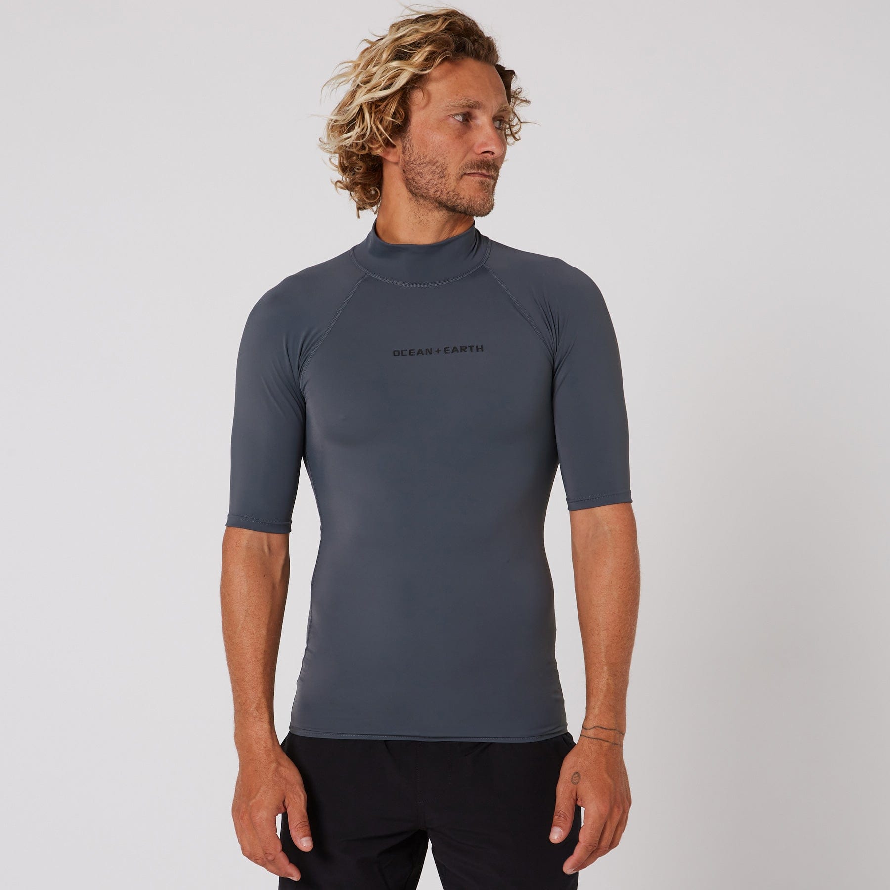 Ocean and Earth Mens Script Short Sleeve Rash Shirt