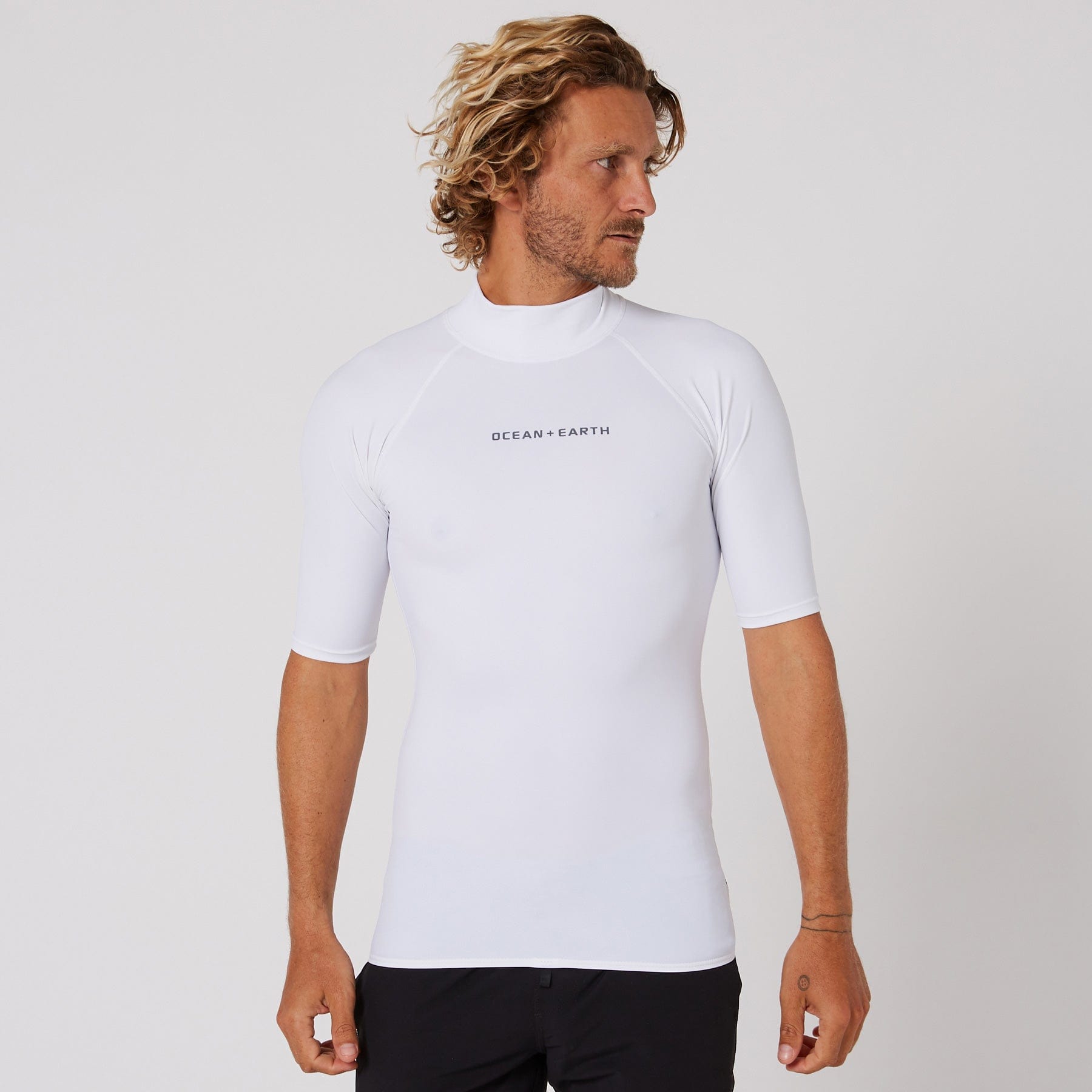 Ocean and Earth Mens Script Short Sleeve Rash Shirt