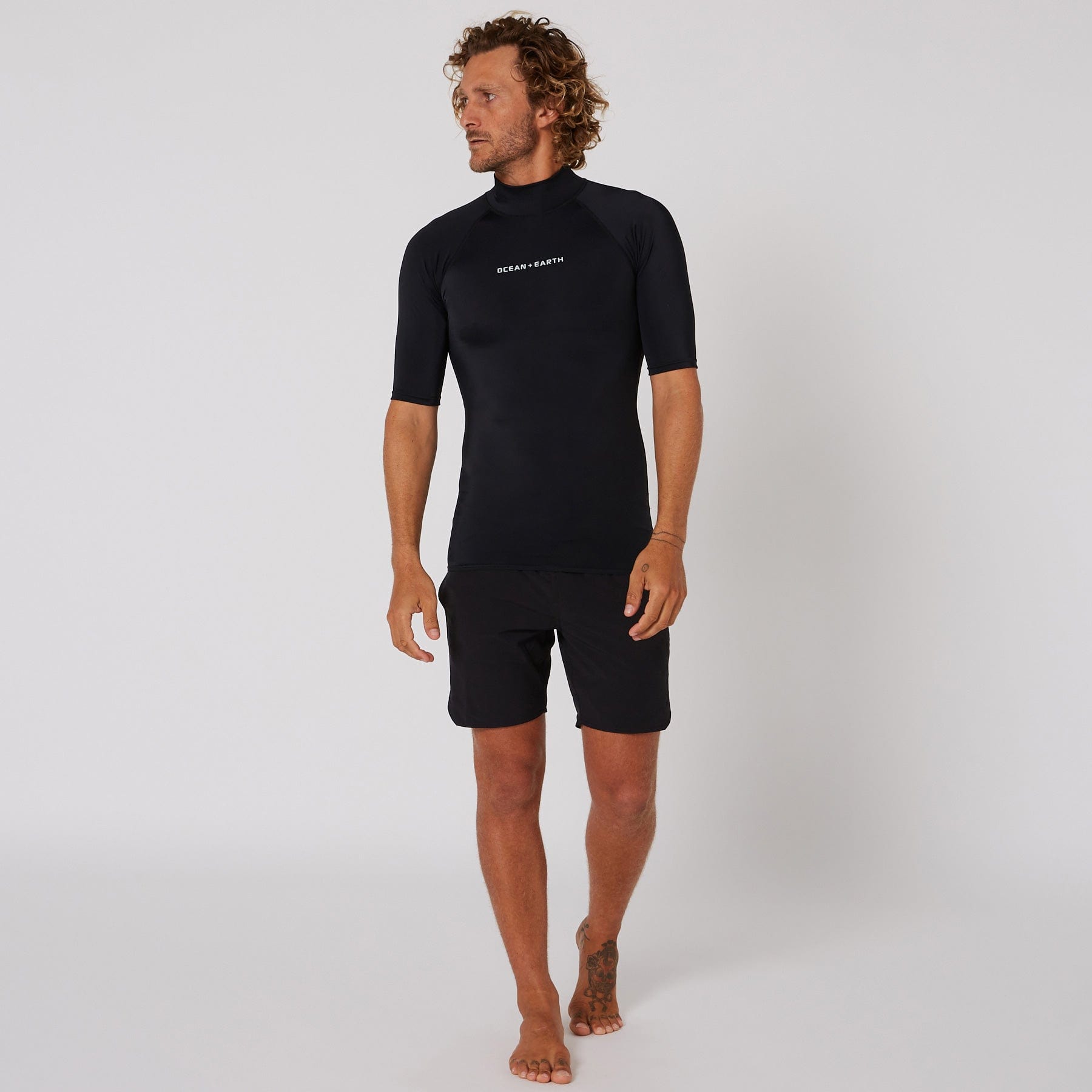 Ocean and Earth Mens Script Short Sleeve Rash Shirt