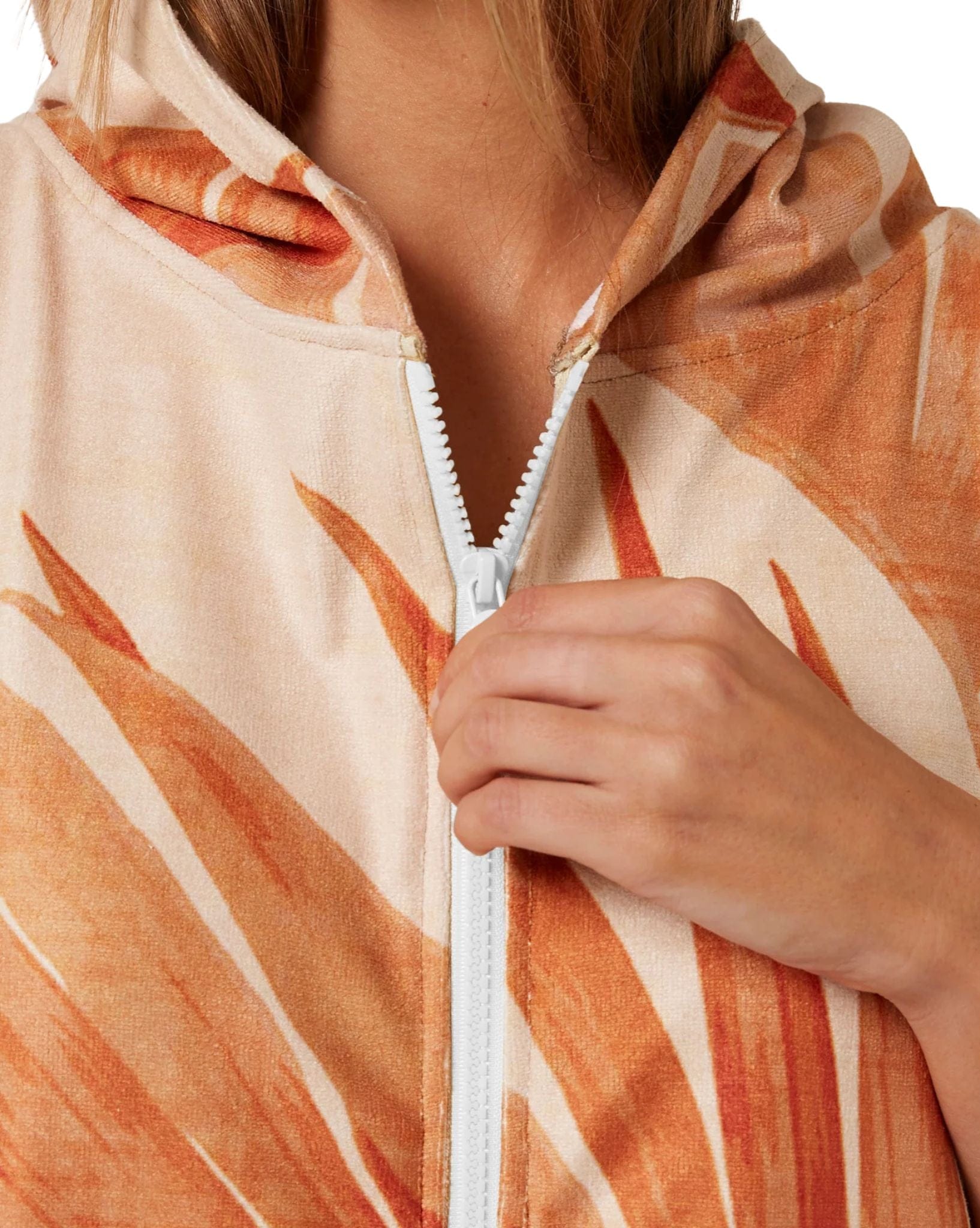 Ocean and Earth Palm Zip Hooded Poncho