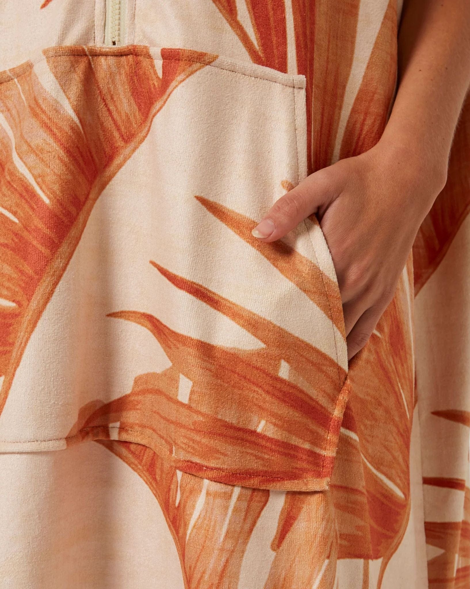 Ocean and Earth Palm Zip Hooded Poncho