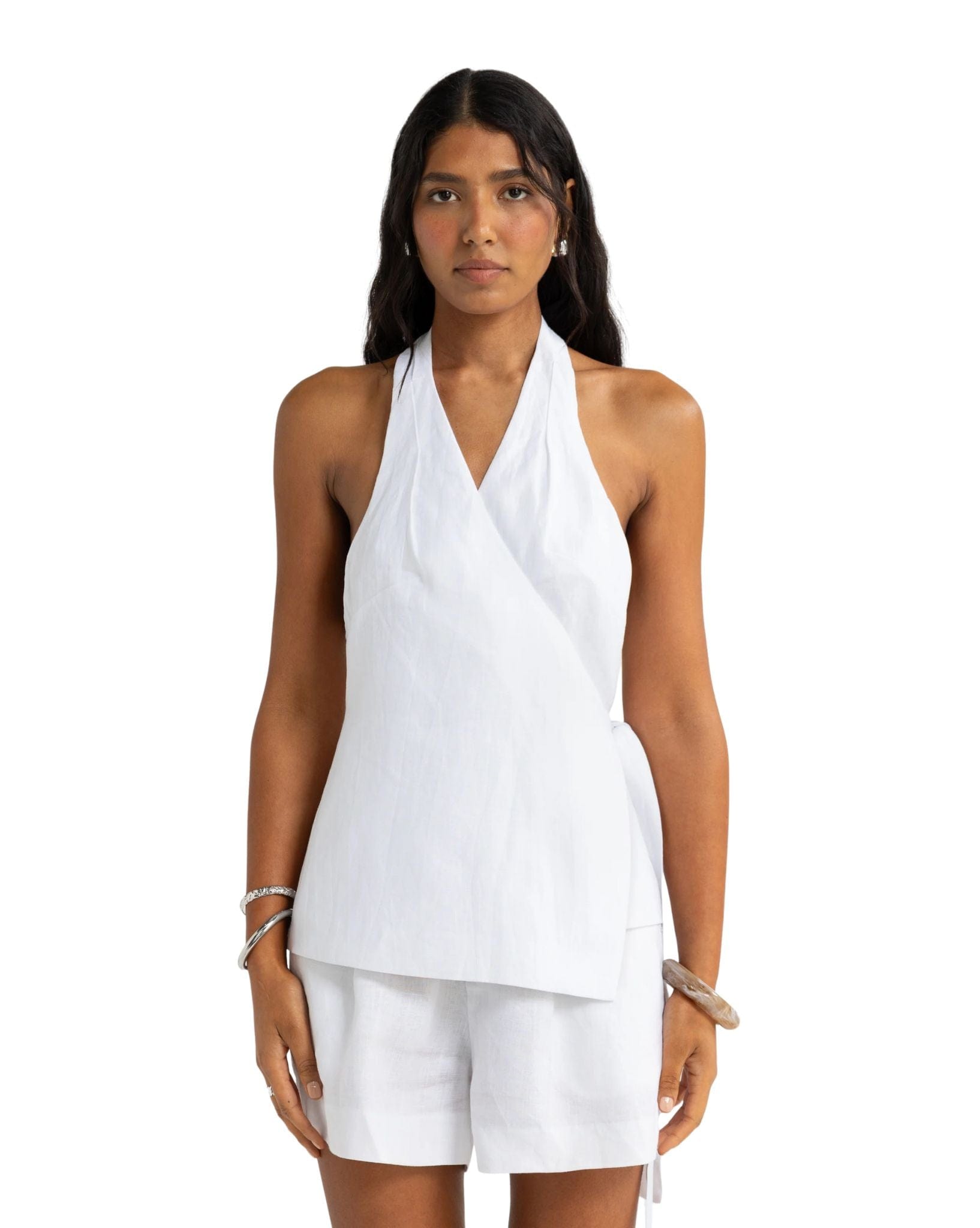 ORTC Elise Linen Wrap Top