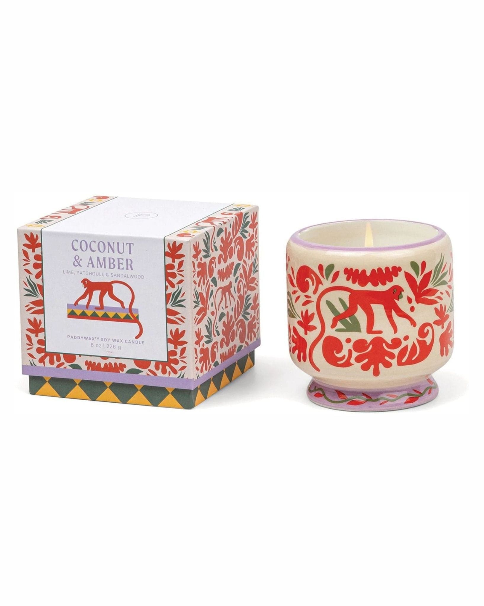 Paddywax Adopo 8 OZ I 226g "Jungle" Ceramic Candle - Coconut & Amber