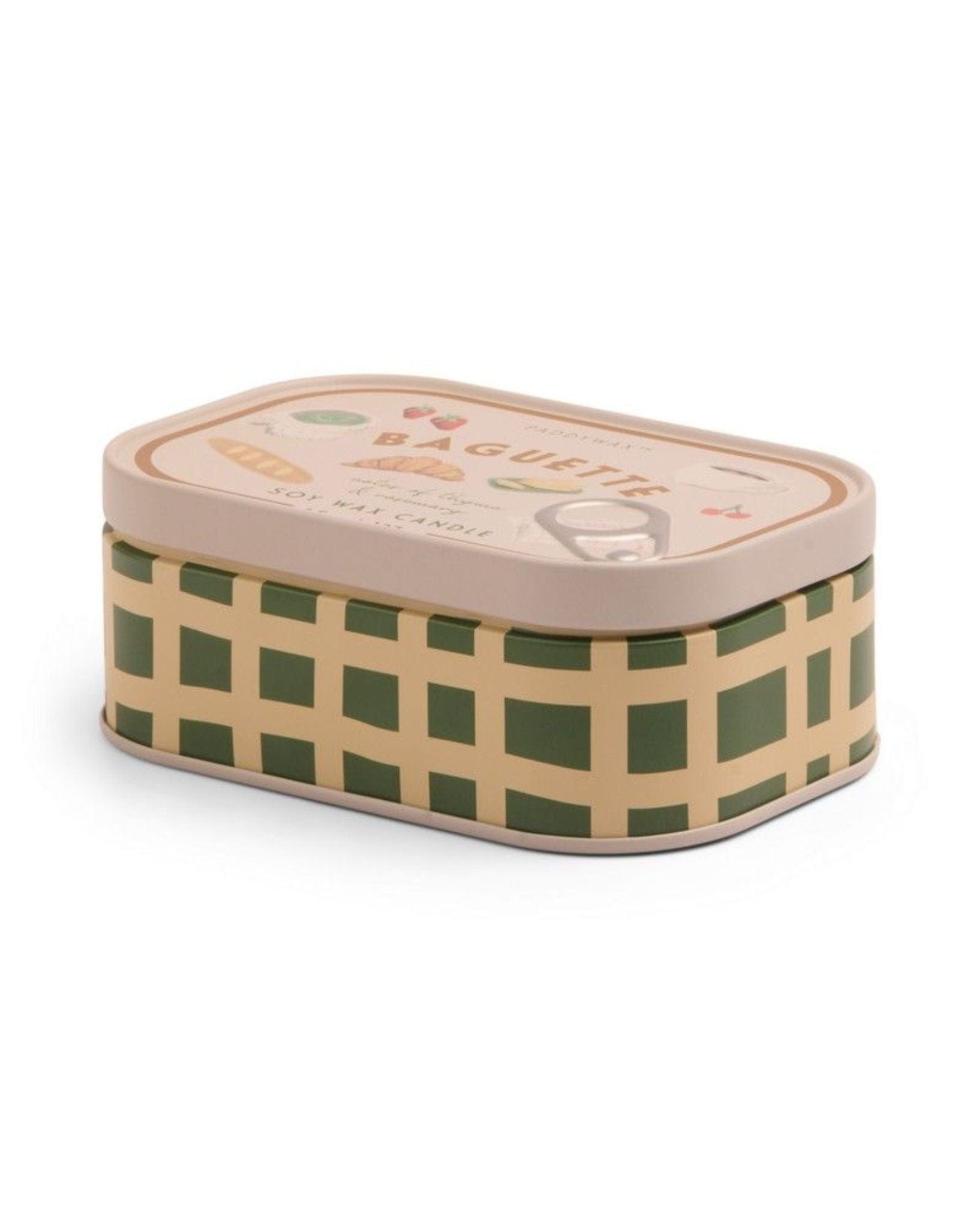 Paddywax Bistro 4.5oz French Baguette Printed Tin Candle - Rosemary Thyme
