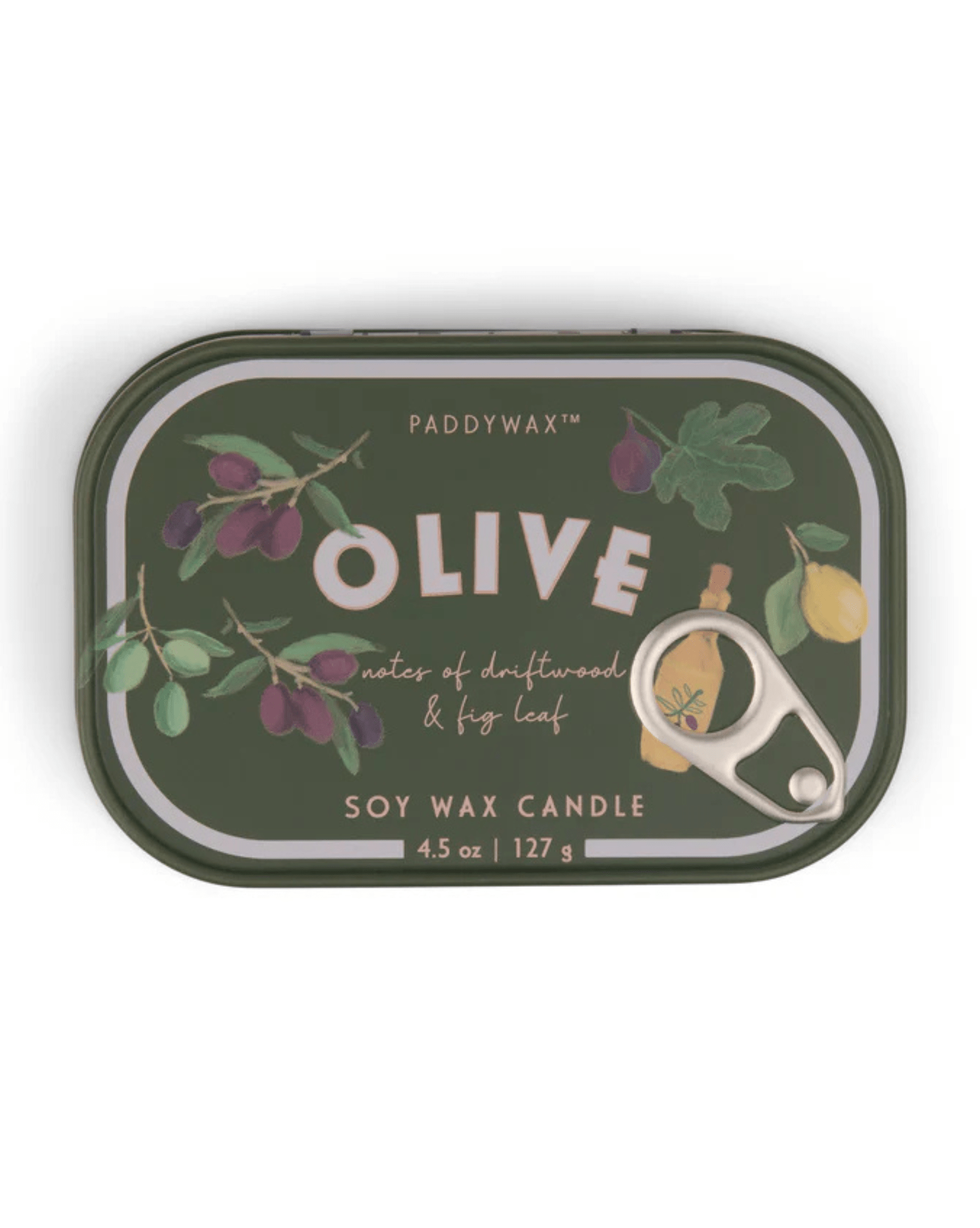 Paddywax Bistro 4.5oz Olive Printed Tin Candle - Fig & Olive