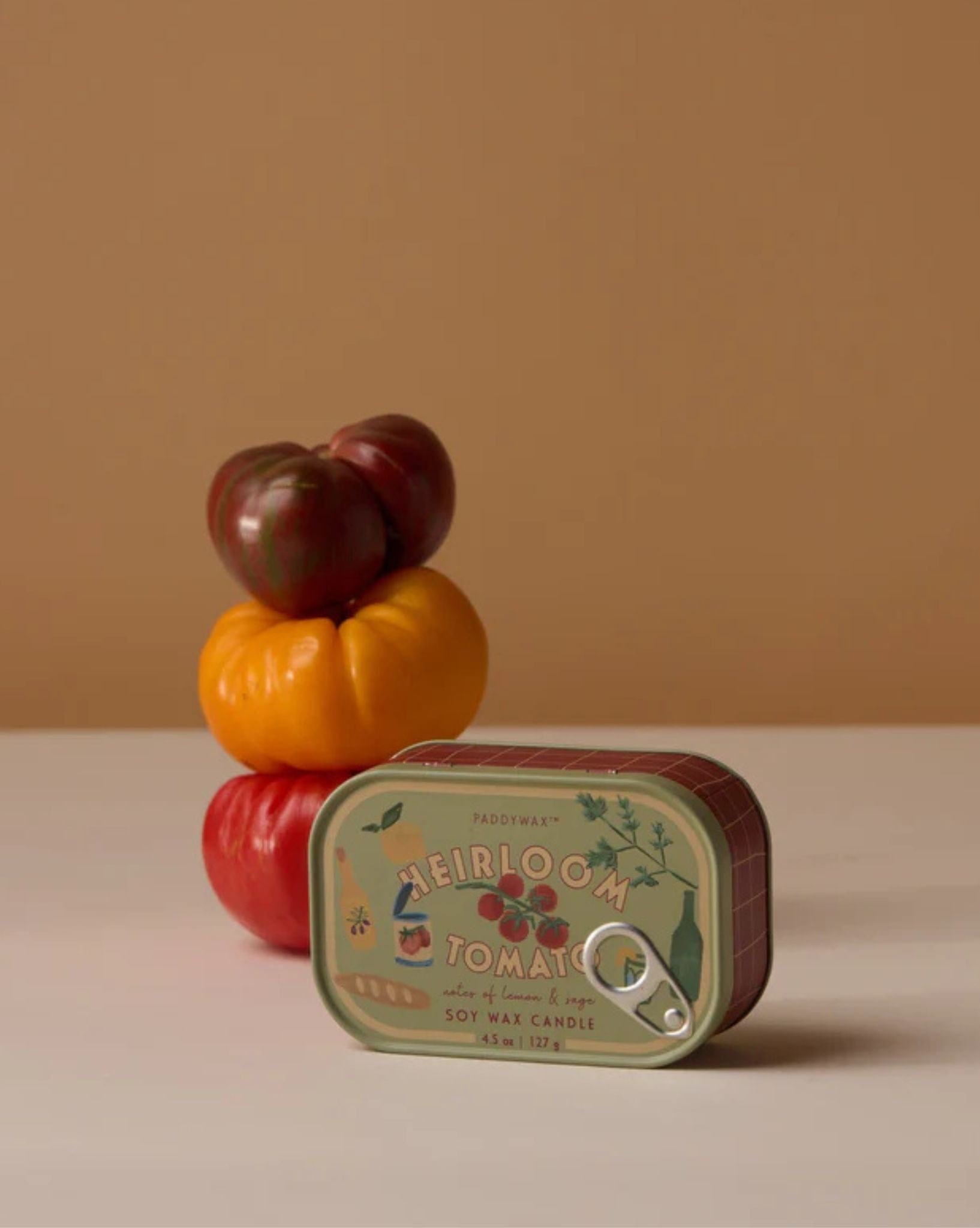 Paddywax Bistro 4.5oz Tomato Printed Tin Candle-Heirloom Tomato