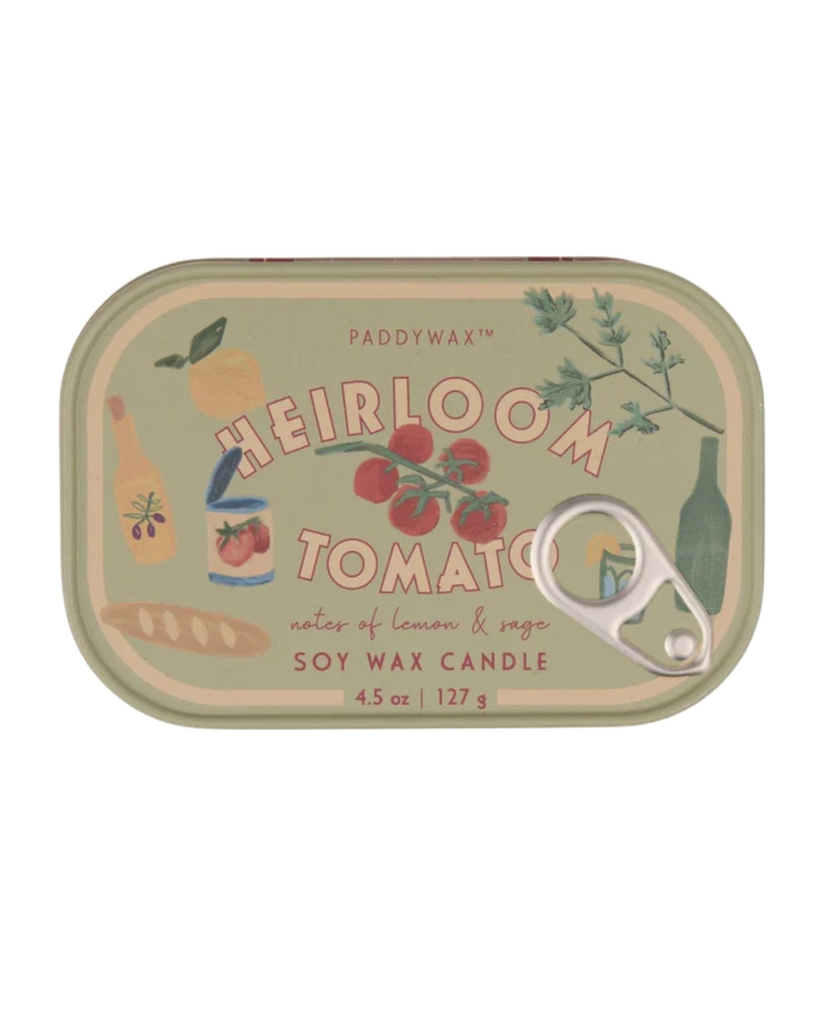 Paddywax Bistro 4.5oz Tomato Printed Tin Candle-Heirloom Tomato