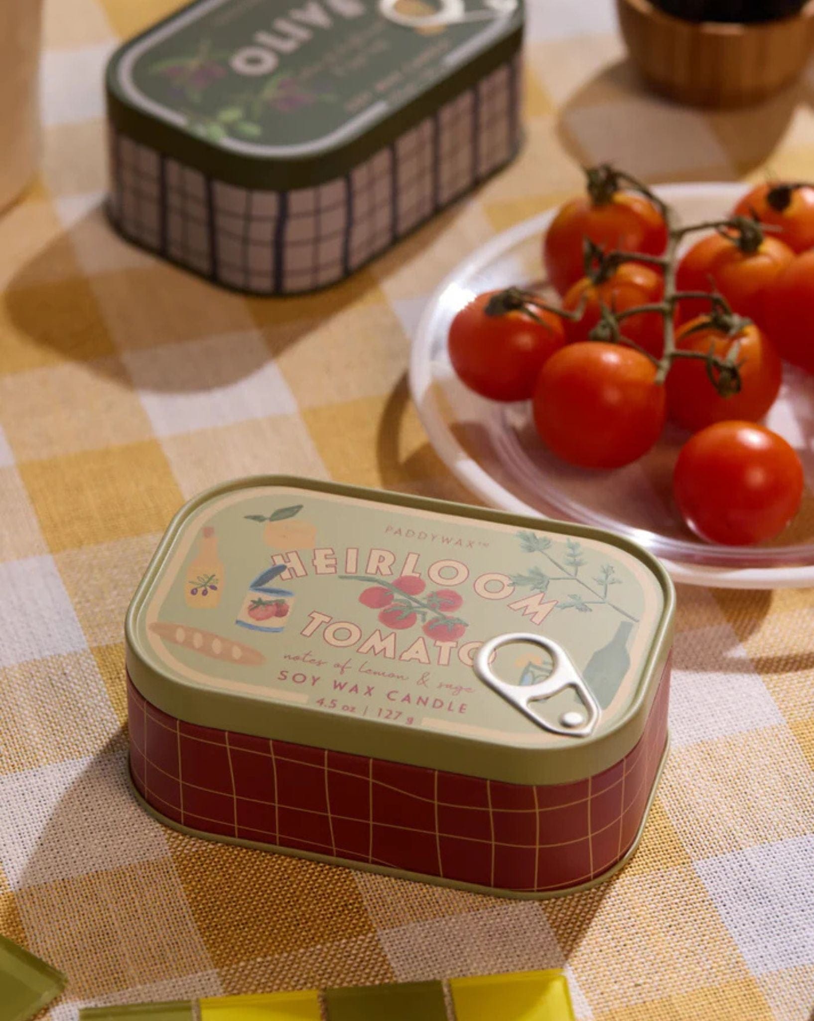 Paddywax Bistro 4.5oz Tomato Printed Tin Candle-Heirloom Tomato