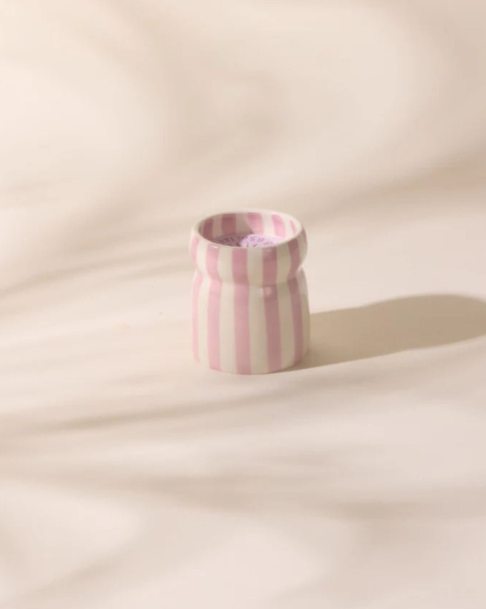 Paddywax Cabana 6.5oz Lavender Stripped Ceramic Candle - Grecian Sand