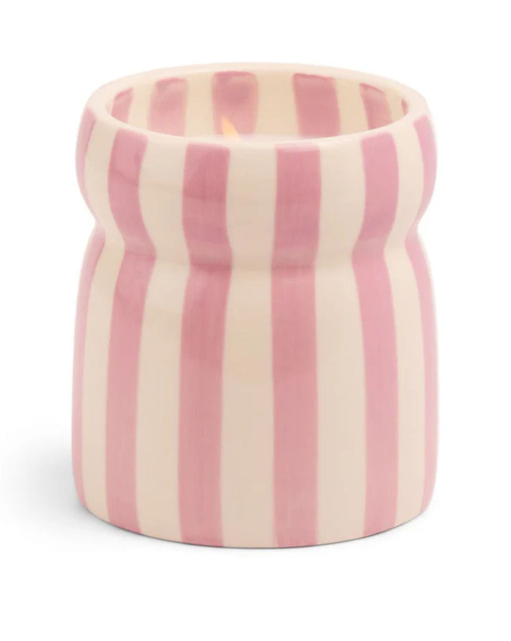 Paddywax Cabana 6.5oz Lavender Stripped Ceramic Candle - Grecian Sand