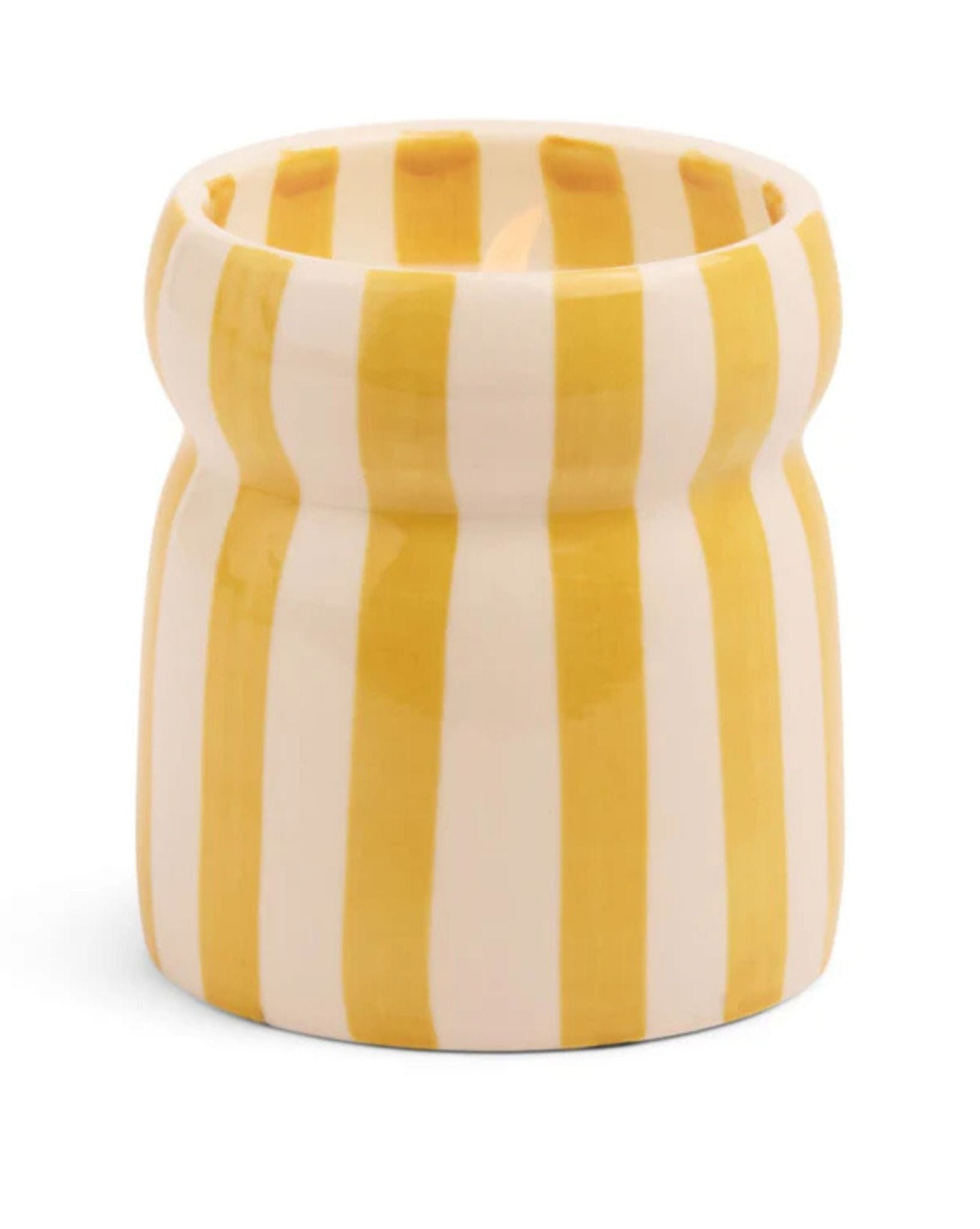 Paddywax Cabana 6.5oz Ochre Stripped Ceramic Candle - Gold Coast