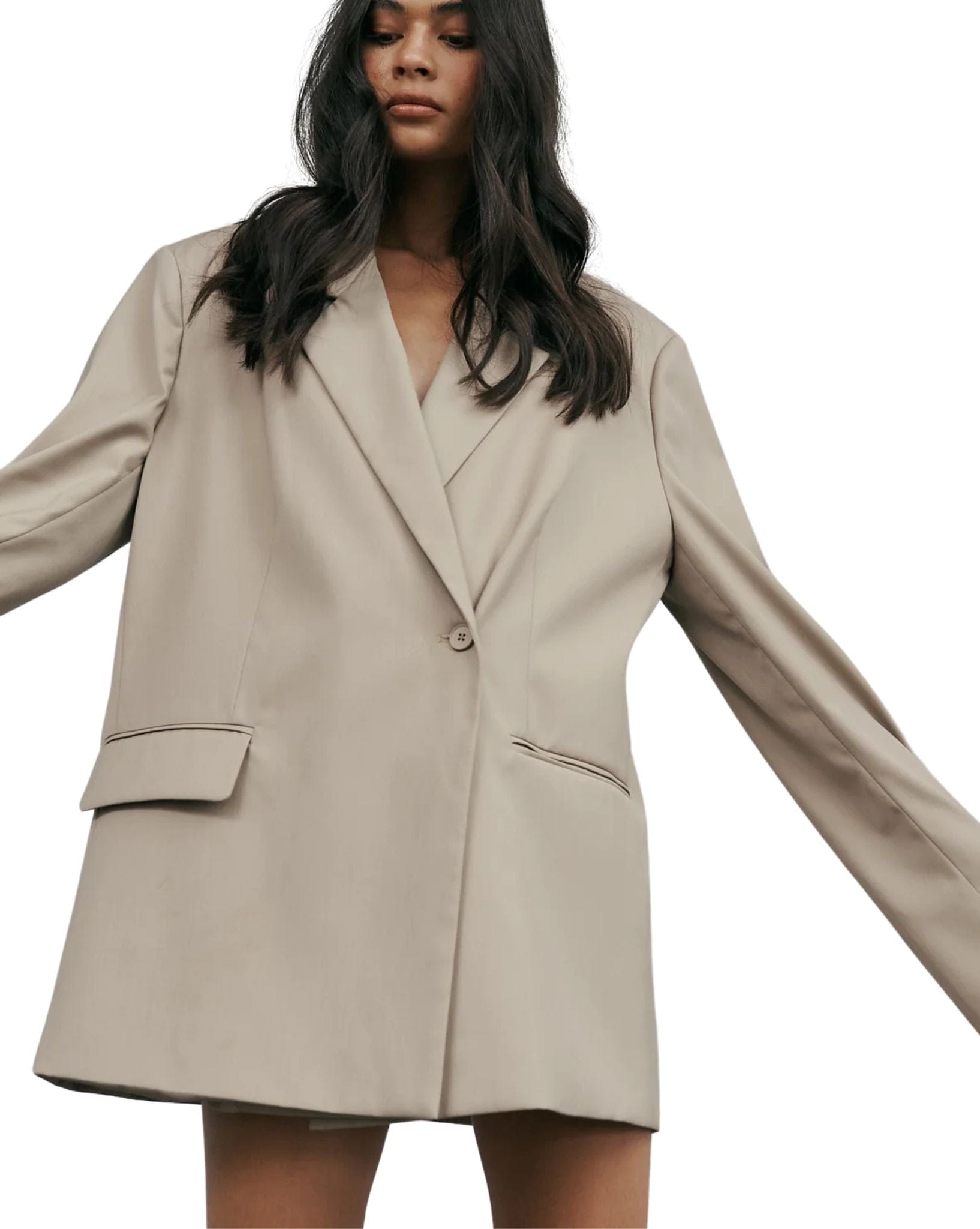 Raef Womens Blake Oversized Blazer - Taupe