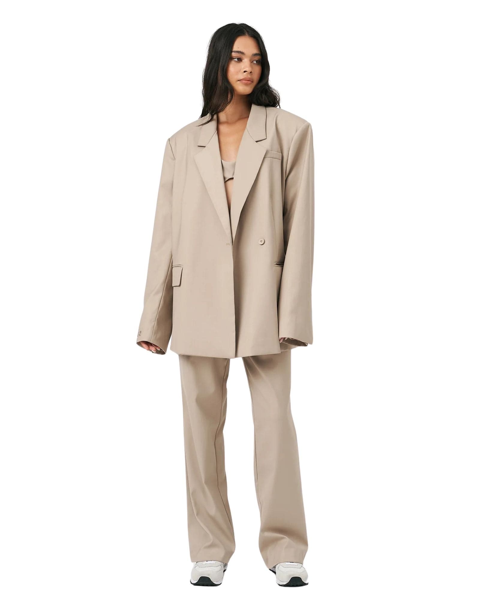 Raef Womens Blake Oversized Blazer - Taupe