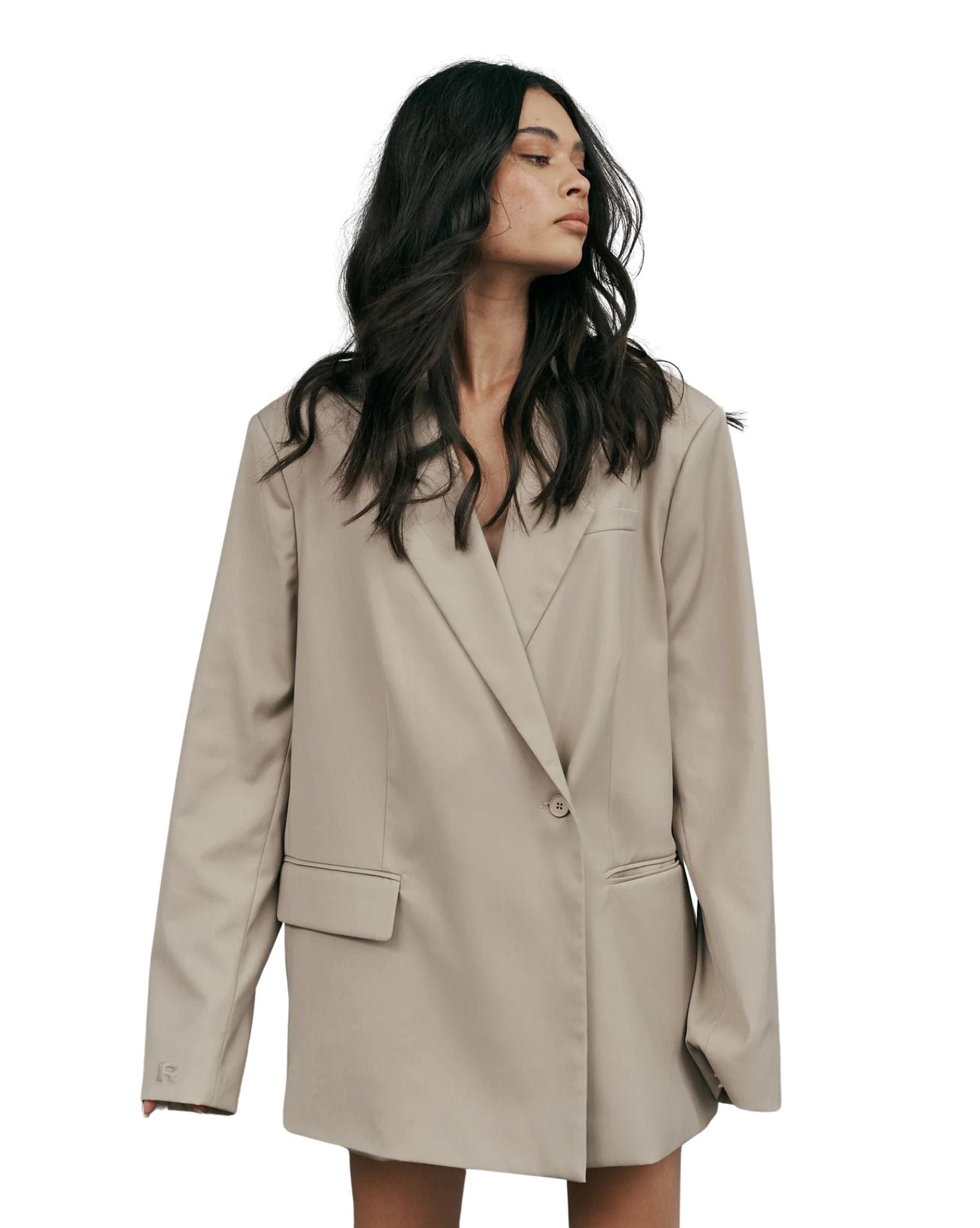Raef Womens Blake Oversized Blazer - Taupe