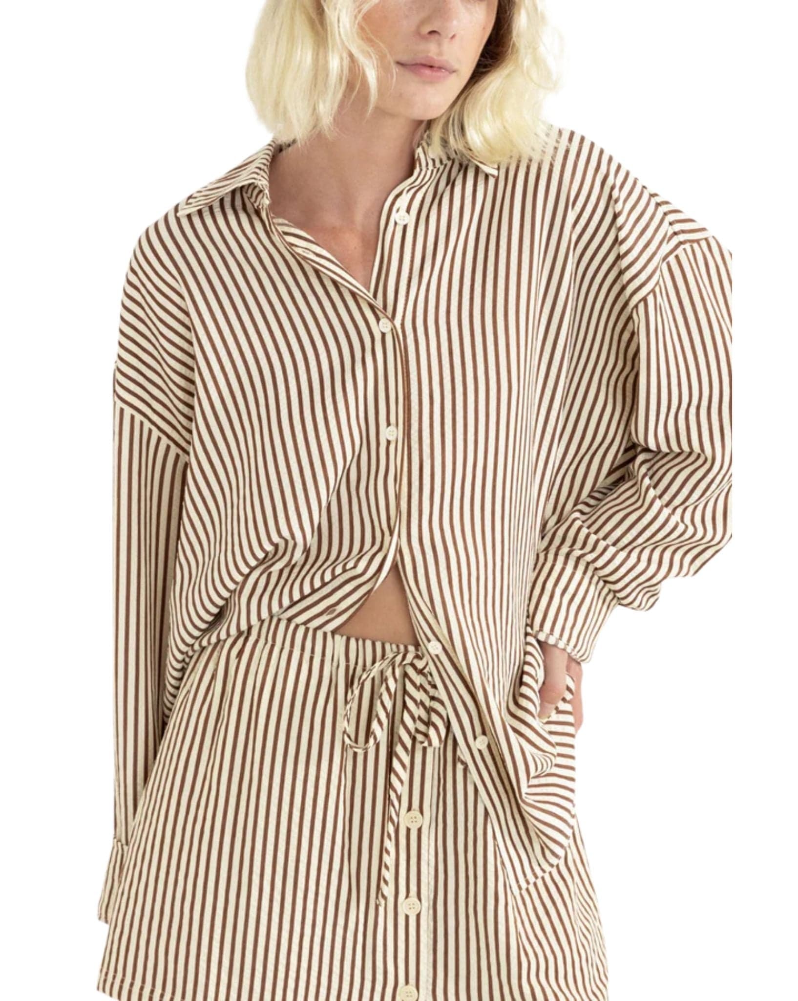Rhythm Cove Stripe Oversized Long Sleeve Shirt