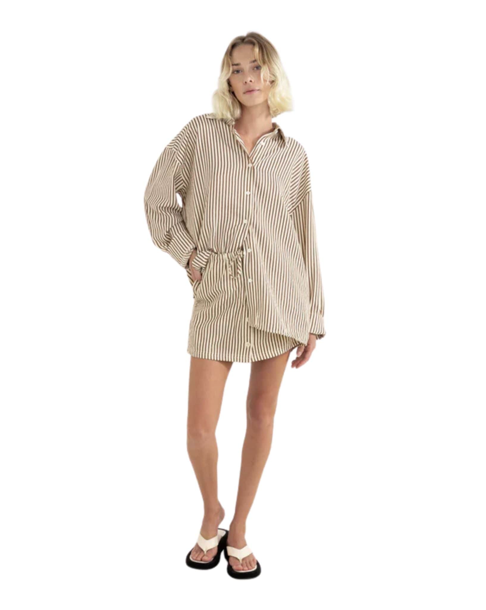 Rhythm Cove Stripe Oversized Long Sleeve Shirt