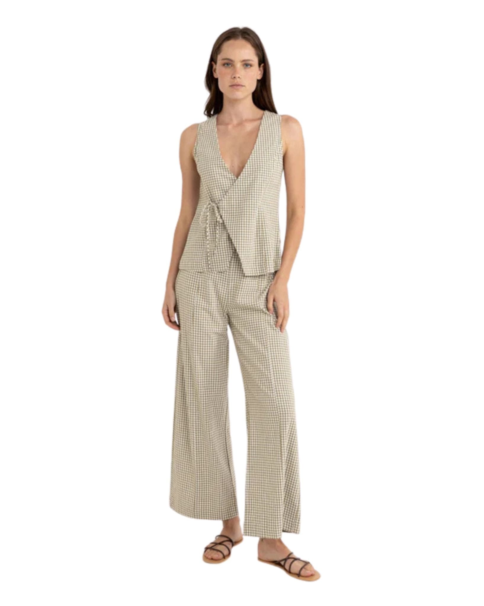 Rhythm Lola Check Wide Leg Pant