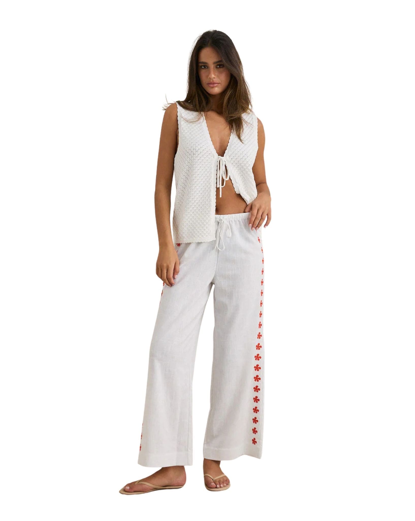 Rhythm Melia Floral Embroidered Beach Pant