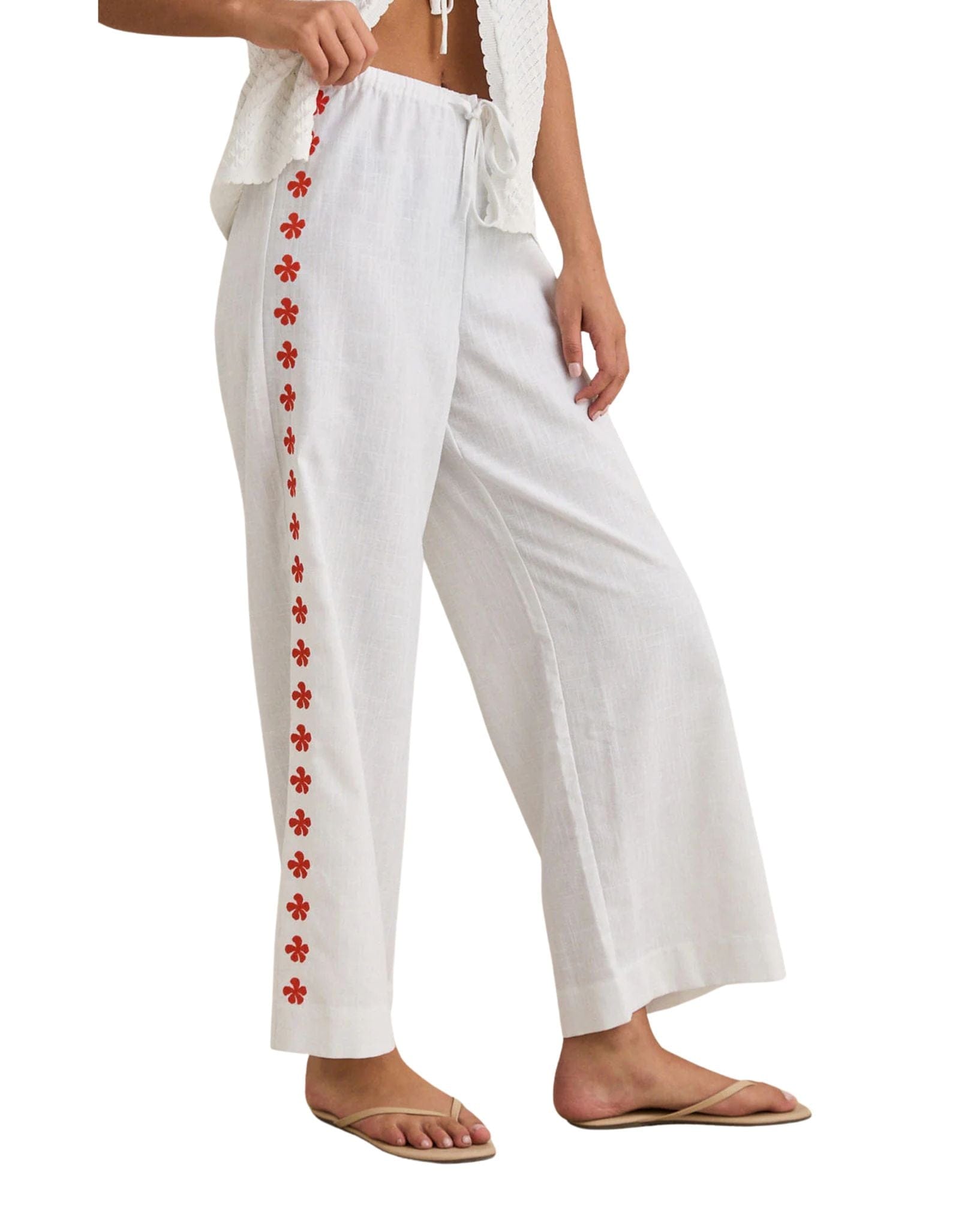 Rhythm Melia Floral Embroidered Beach Pant
