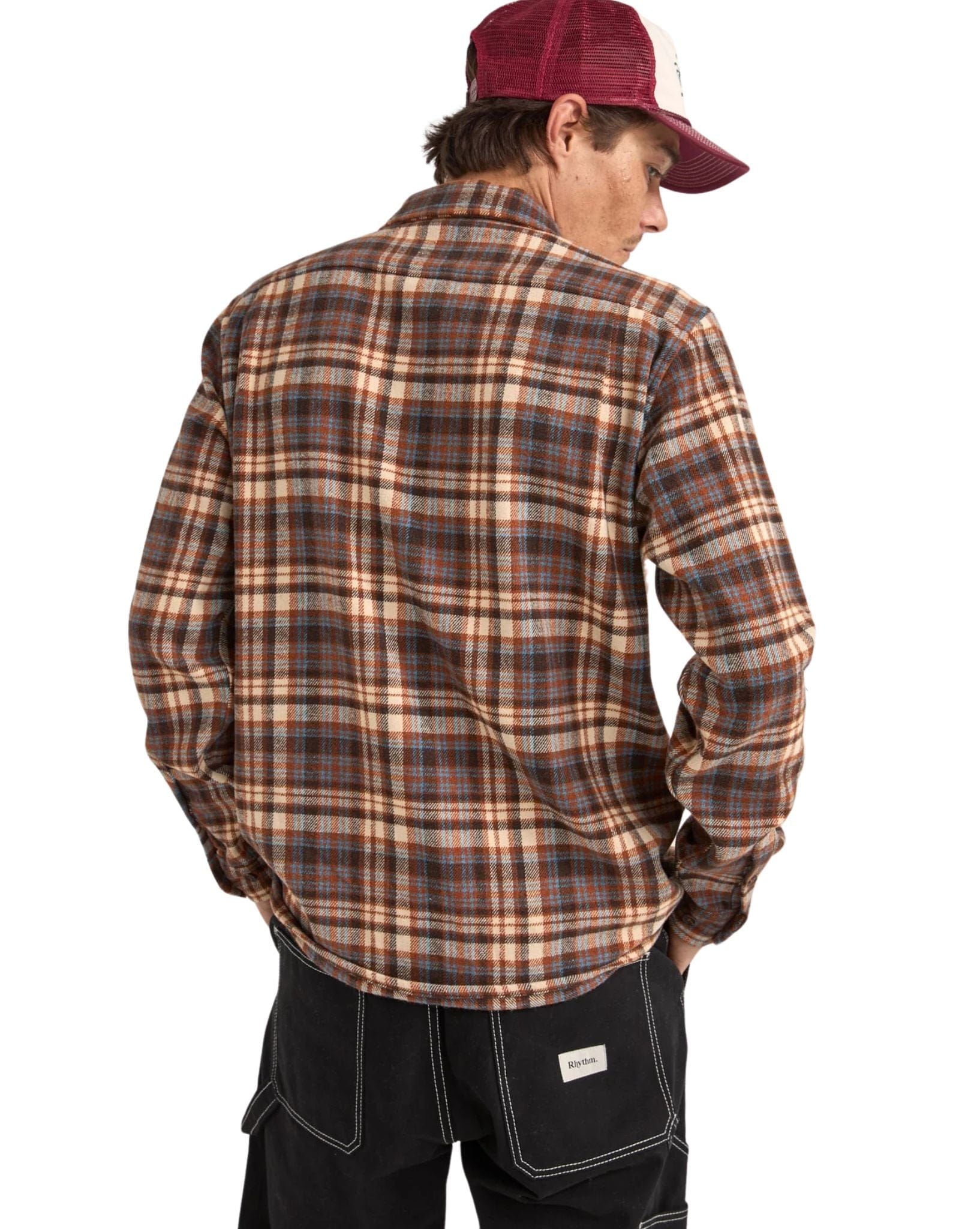 Rhythm Mens Albert Check Ls Shirt - Almond