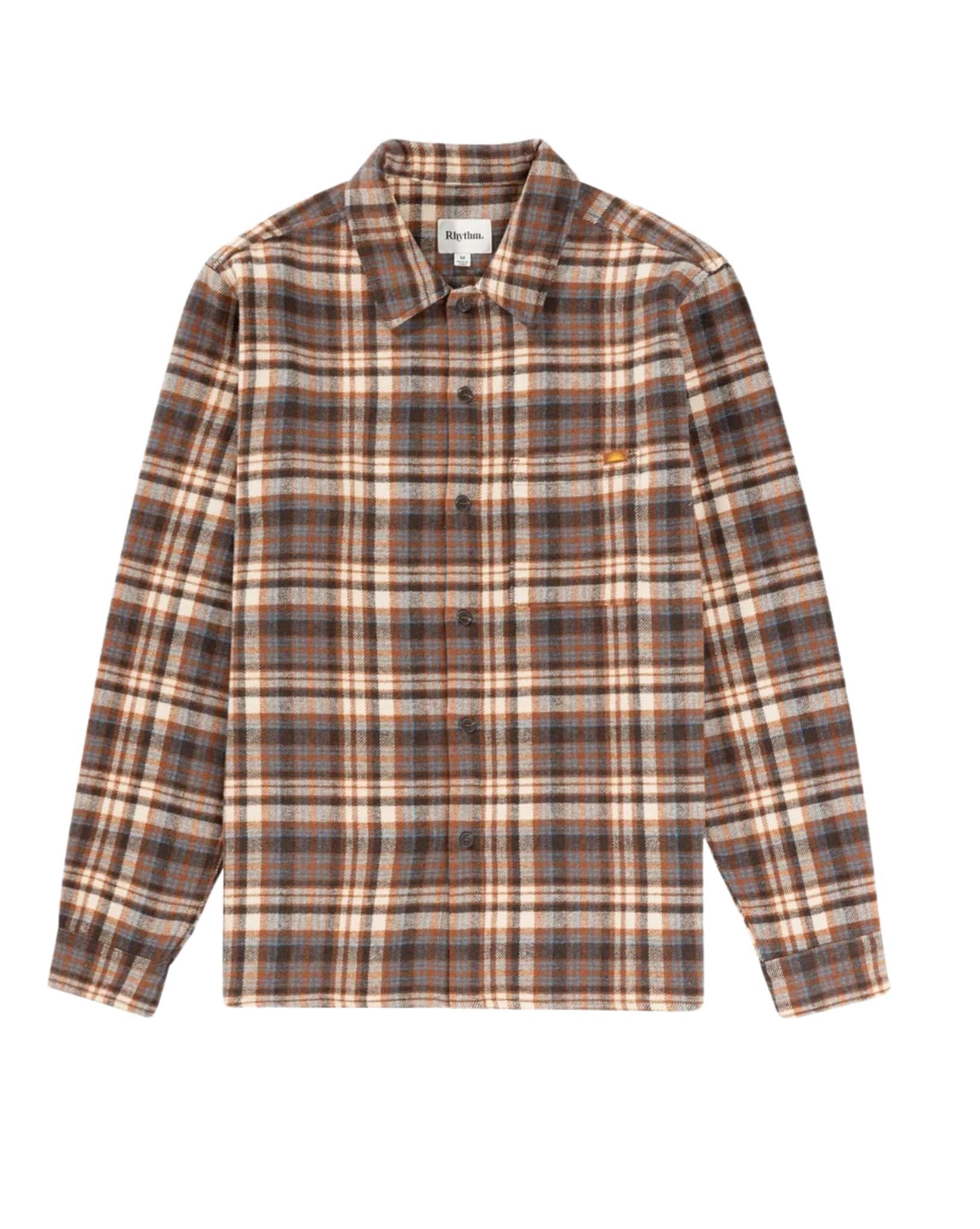Rhythm Mens Albert Check Ls Shirt - Almond