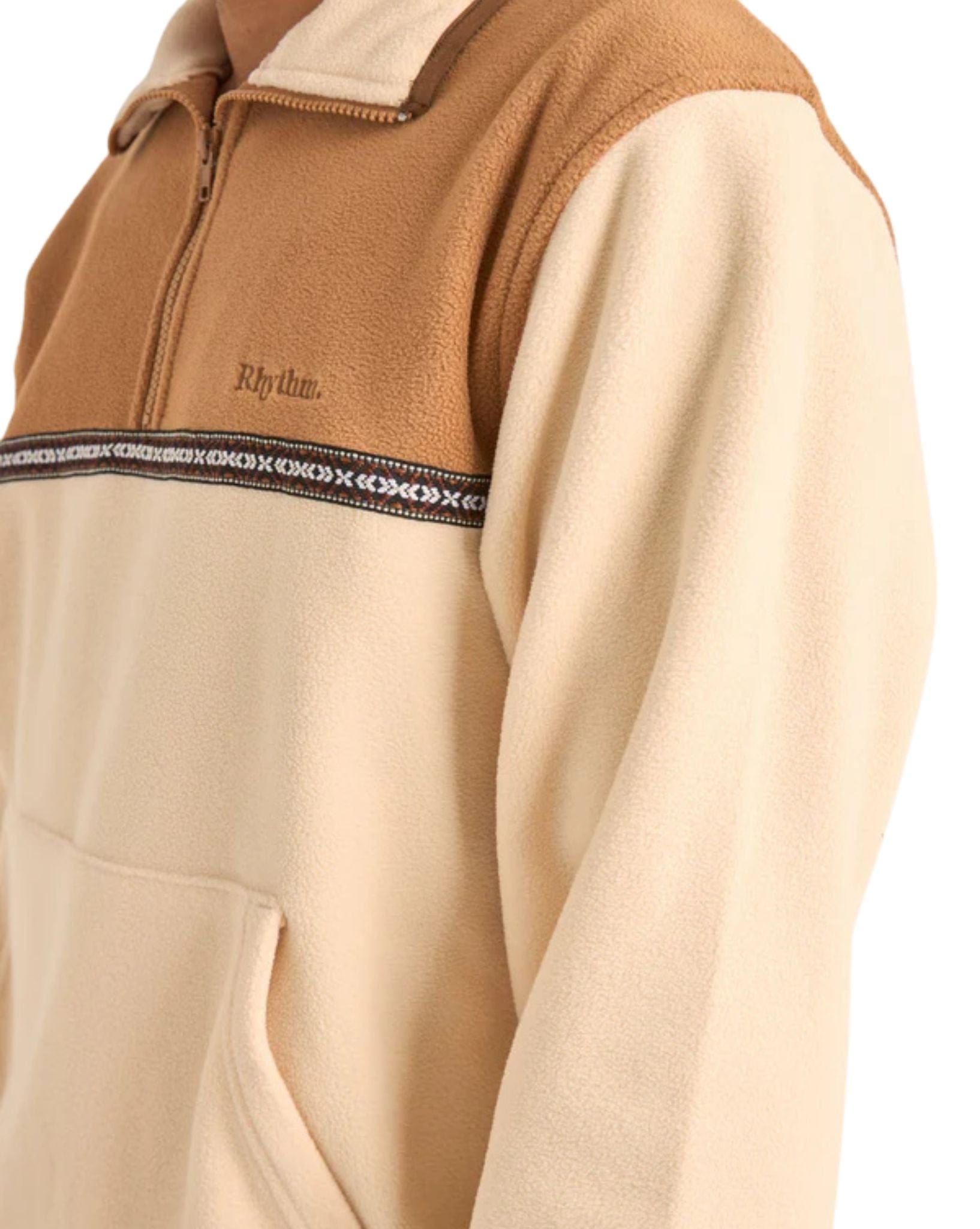 Rhythm Mens Alder Half Zip Pull Over - Latte
