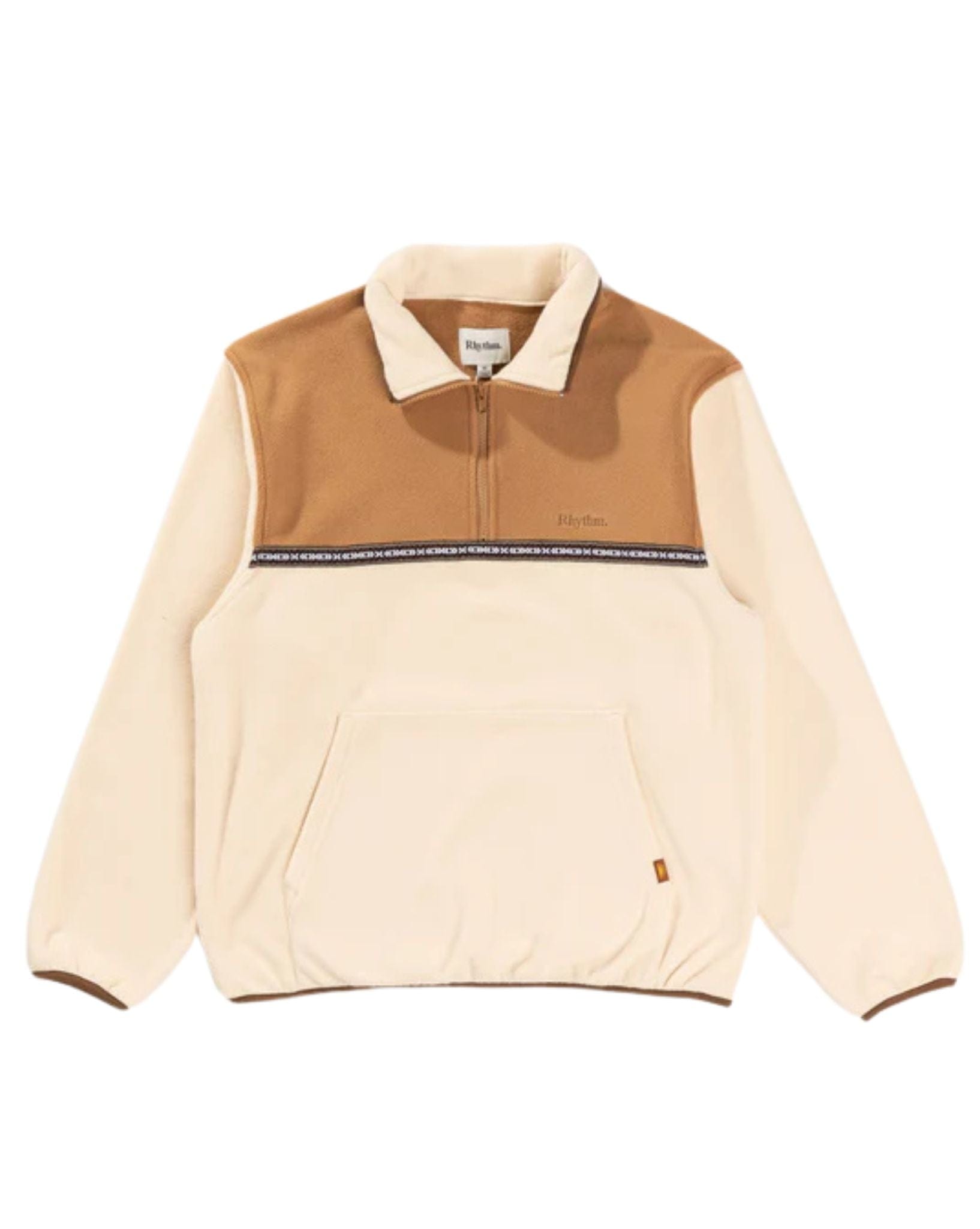 Rhythm Mens Alder Half Zip Pull Over - Latte