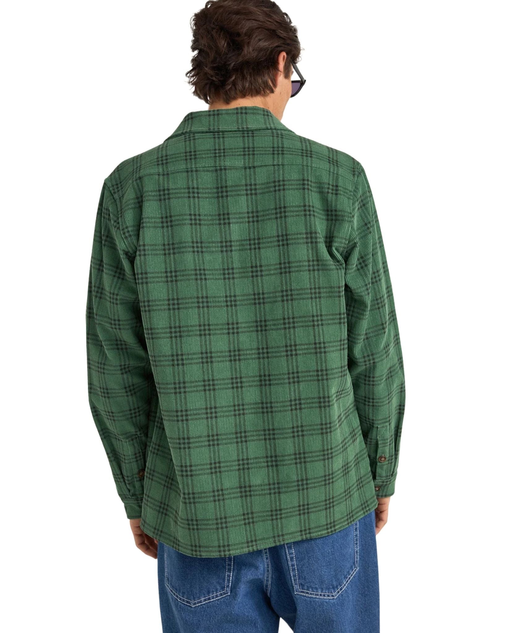 Rhythm Mens Cord Check Overshirt - Green
