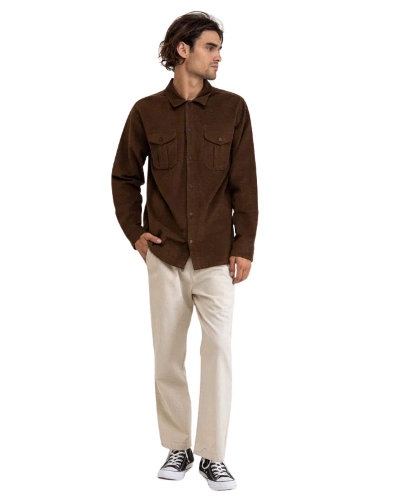 Rhythm Mens Corduroy Ls Shirt - Brown
