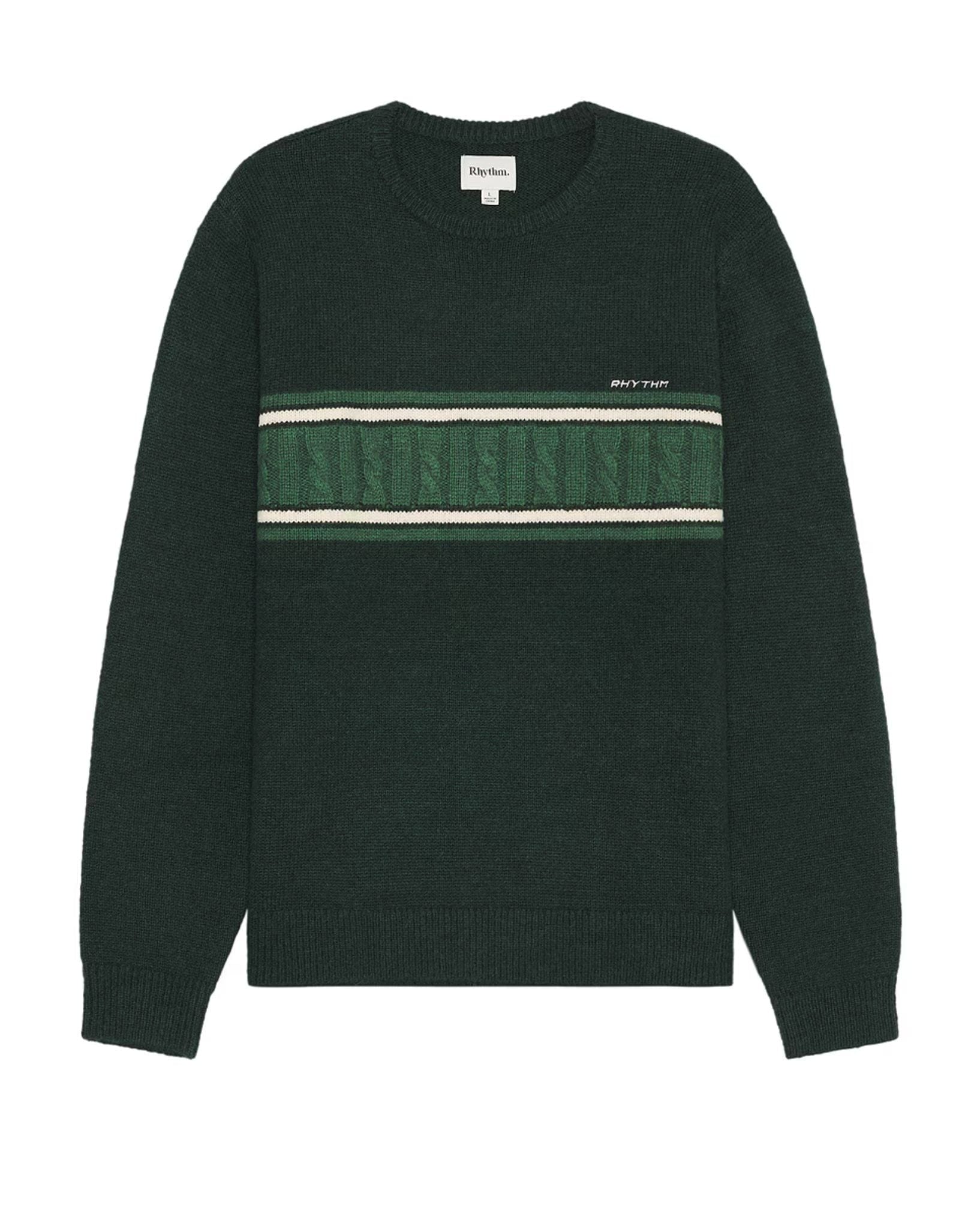 Rhythm Mens Mohair Stripe Knit - Dark Green
