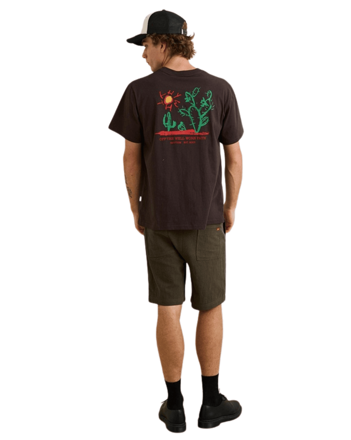 Rhythm Mens Rhythm Cactus Ss T-Shirt - Black